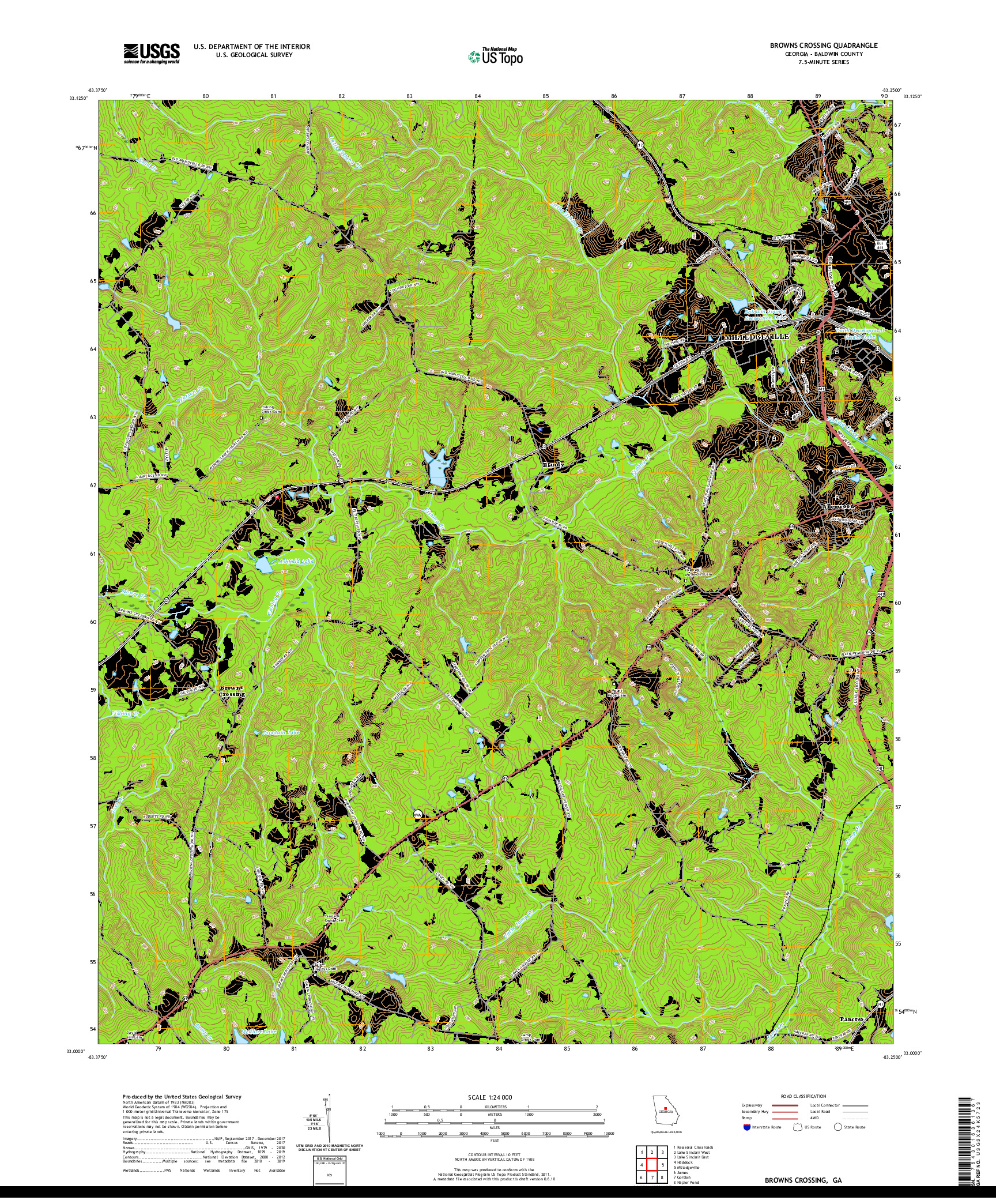 USGS US TOPO 7.5-MINUTE MAP FOR BROWNS CROSSING, GA 2020