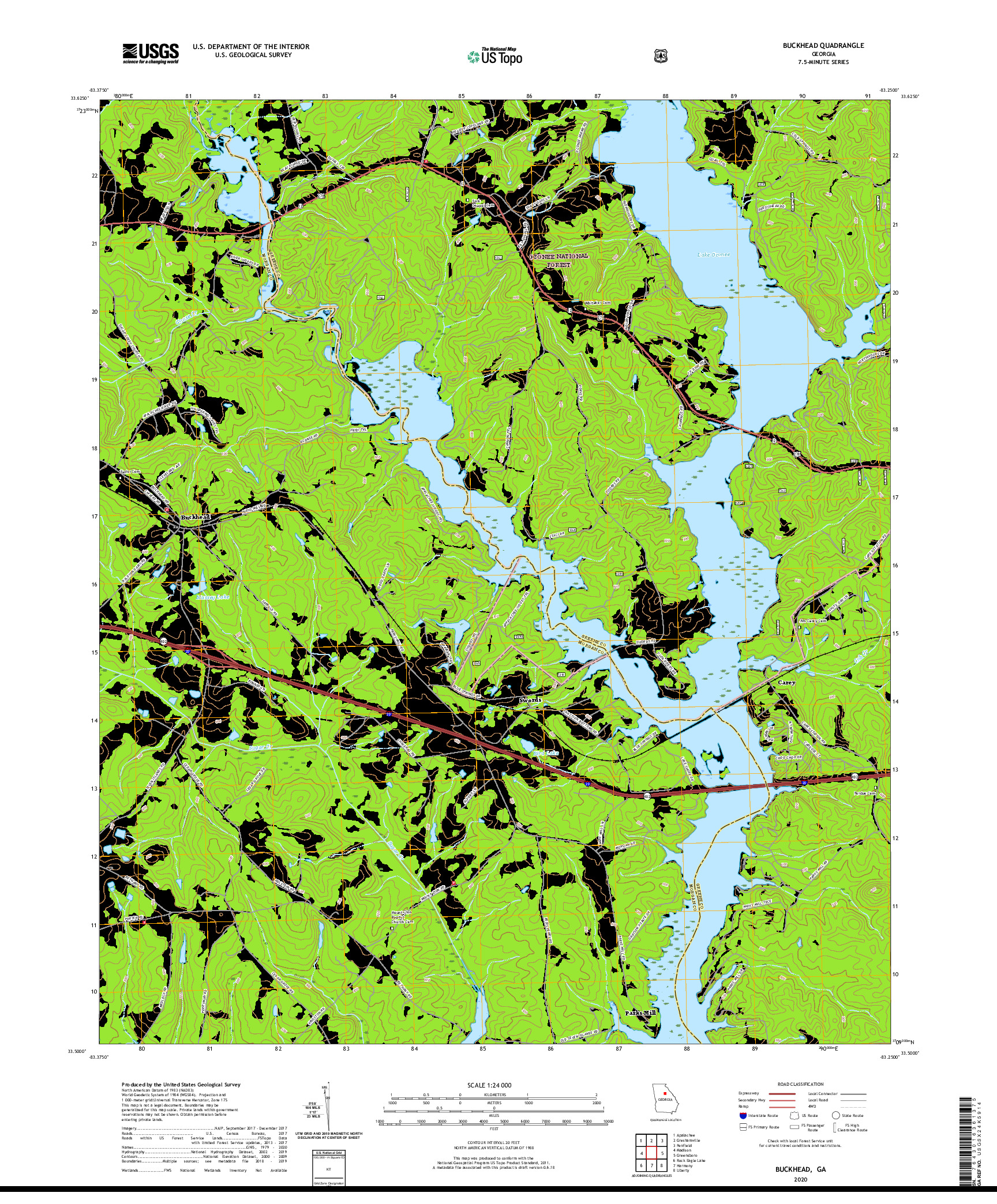 USGS US TOPO 7.5-MINUTE MAP FOR BUCKHEAD, GA 2020