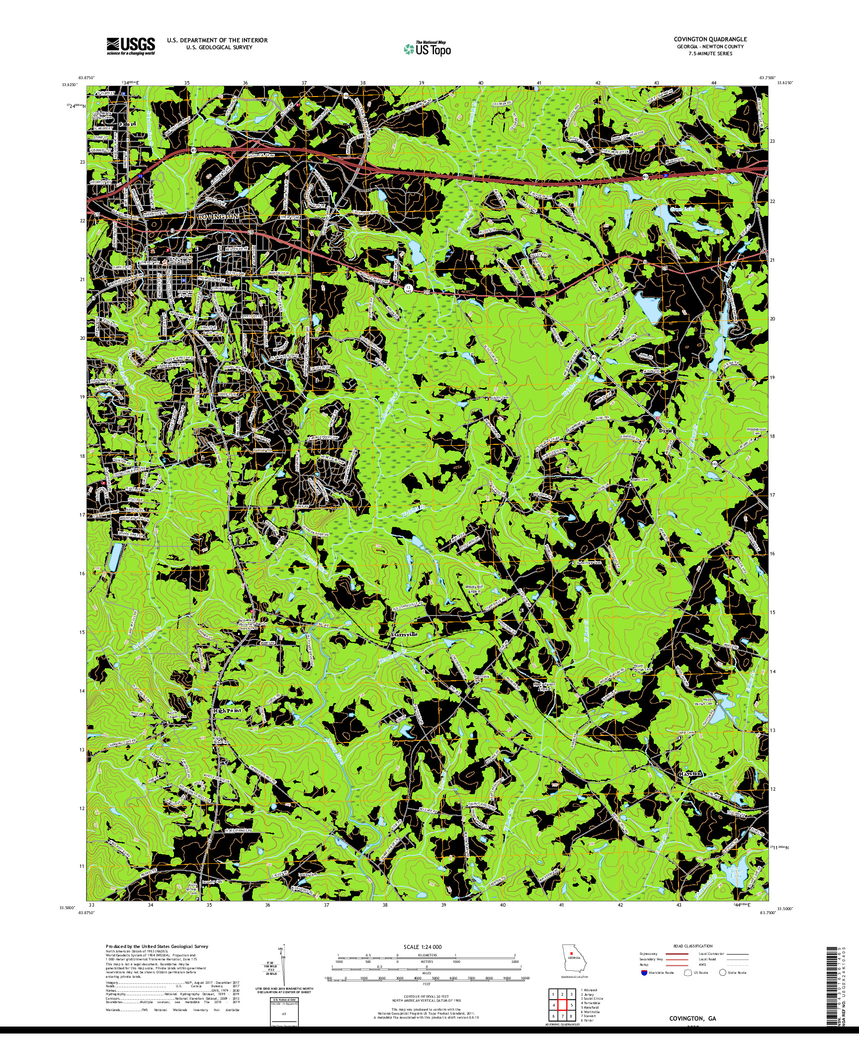 USGS US TOPO 7.5-MINUTE MAP FOR COVINGTON, GA 2020