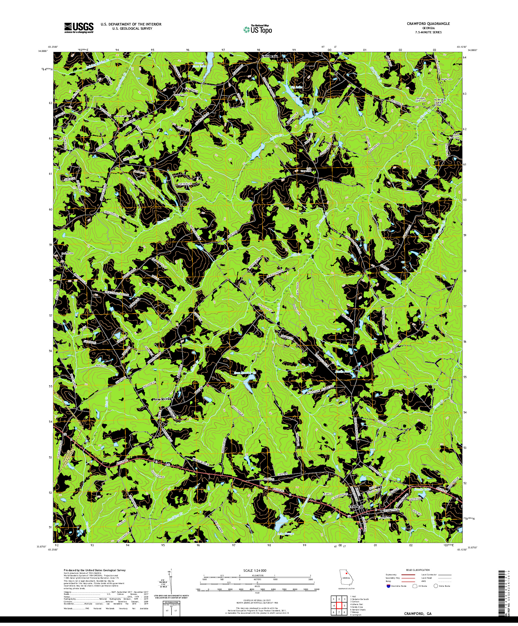 USGS US TOPO 7.5-MINUTE MAP FOR CRAWFORD, GA 2020