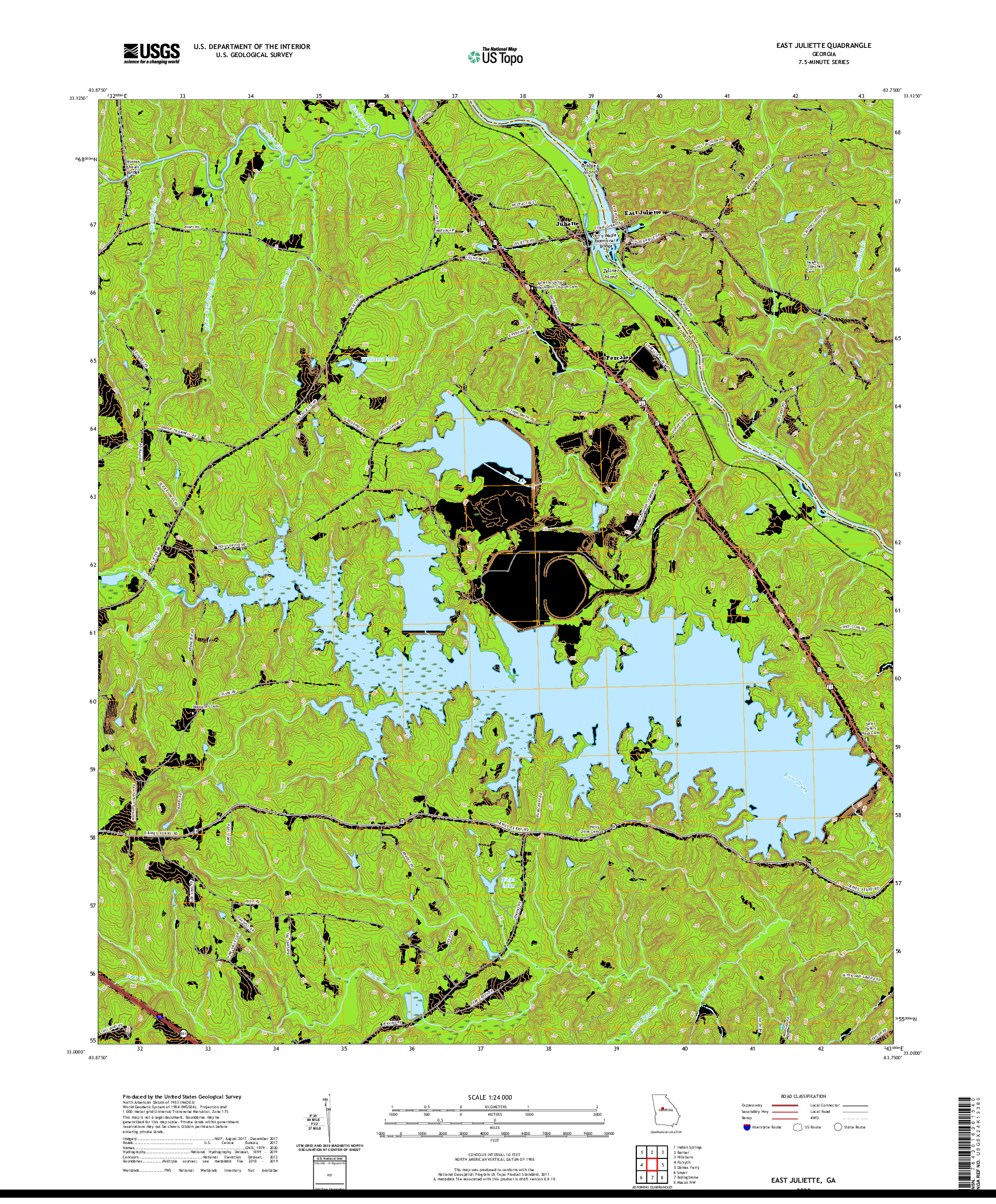 USGS US TOPO 7.5-MINUTE MAP FOR EAST JULIETTE, GA 2020