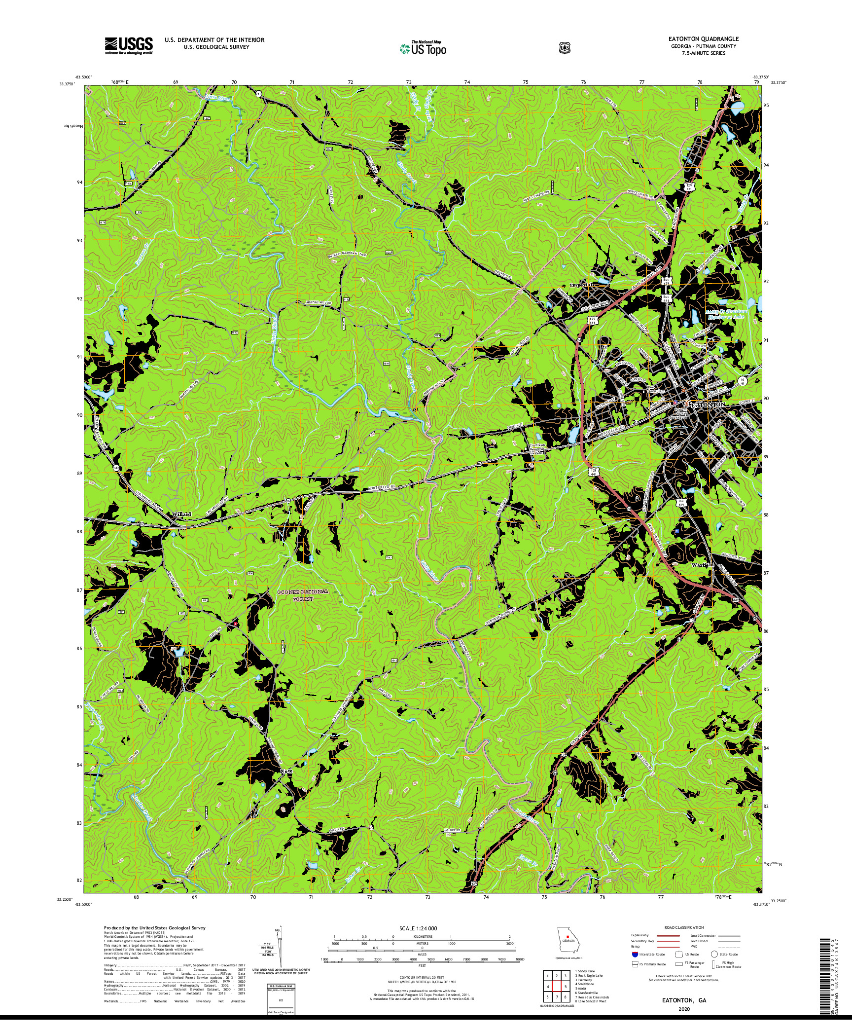 USGS US TOPO 7.5-MINUTE MAP FOR EATONTON, GA 2020
