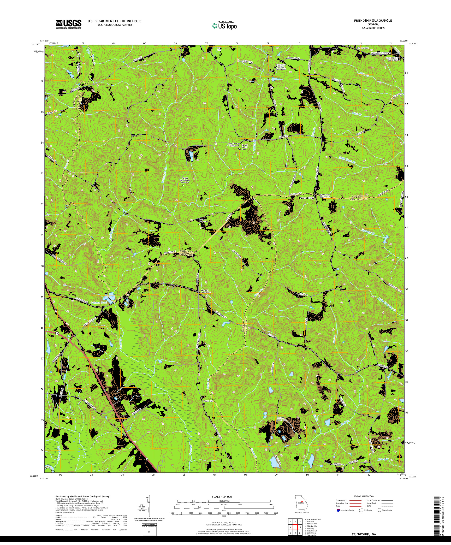 USGS US TOPO 7.5-MINUTE MAP FOR FRIENDSHIP, GA 2020