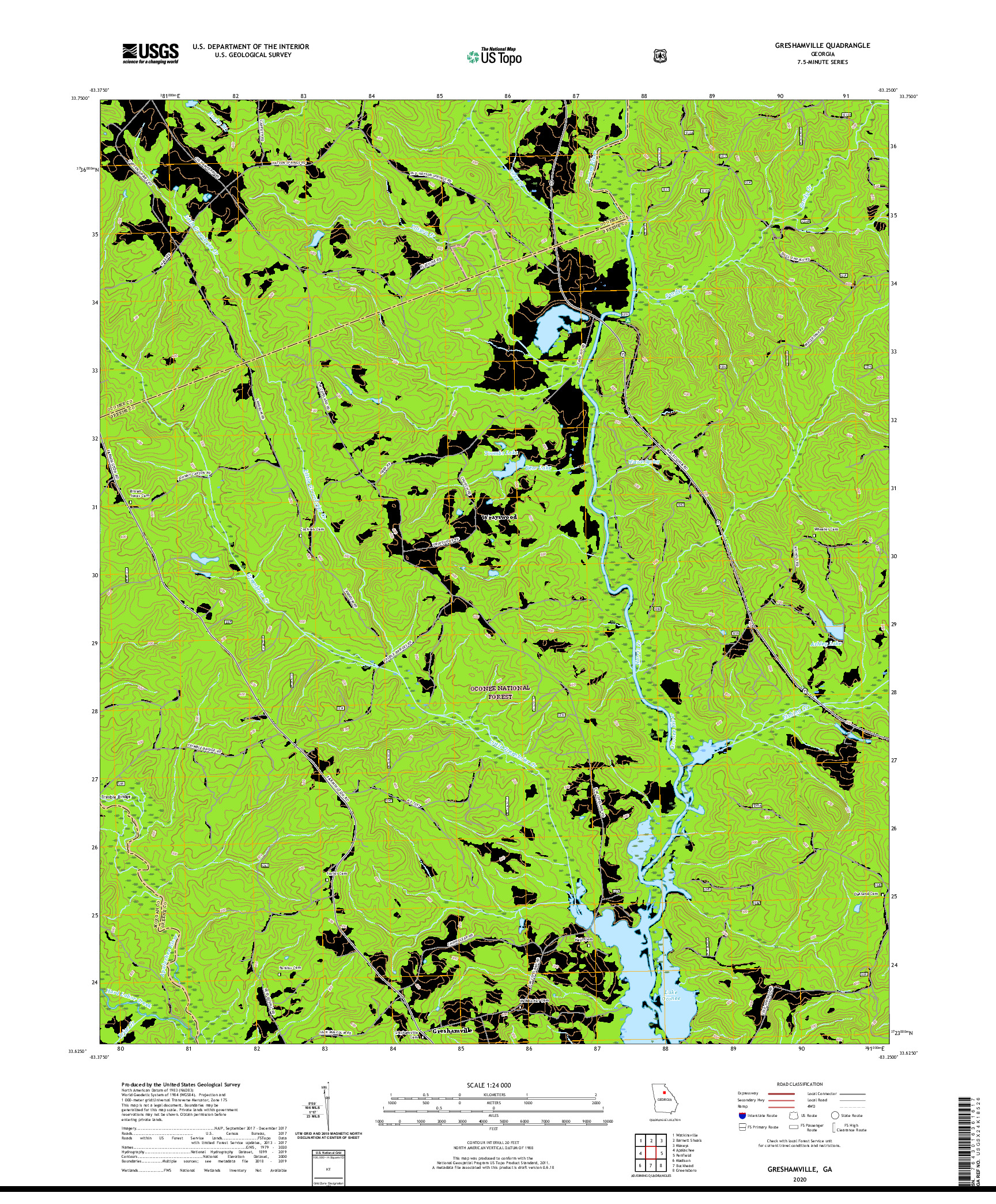 USGS US TOPO 7.5-MINUTE MAP FOR GRESHAMVILLE, GA 2020