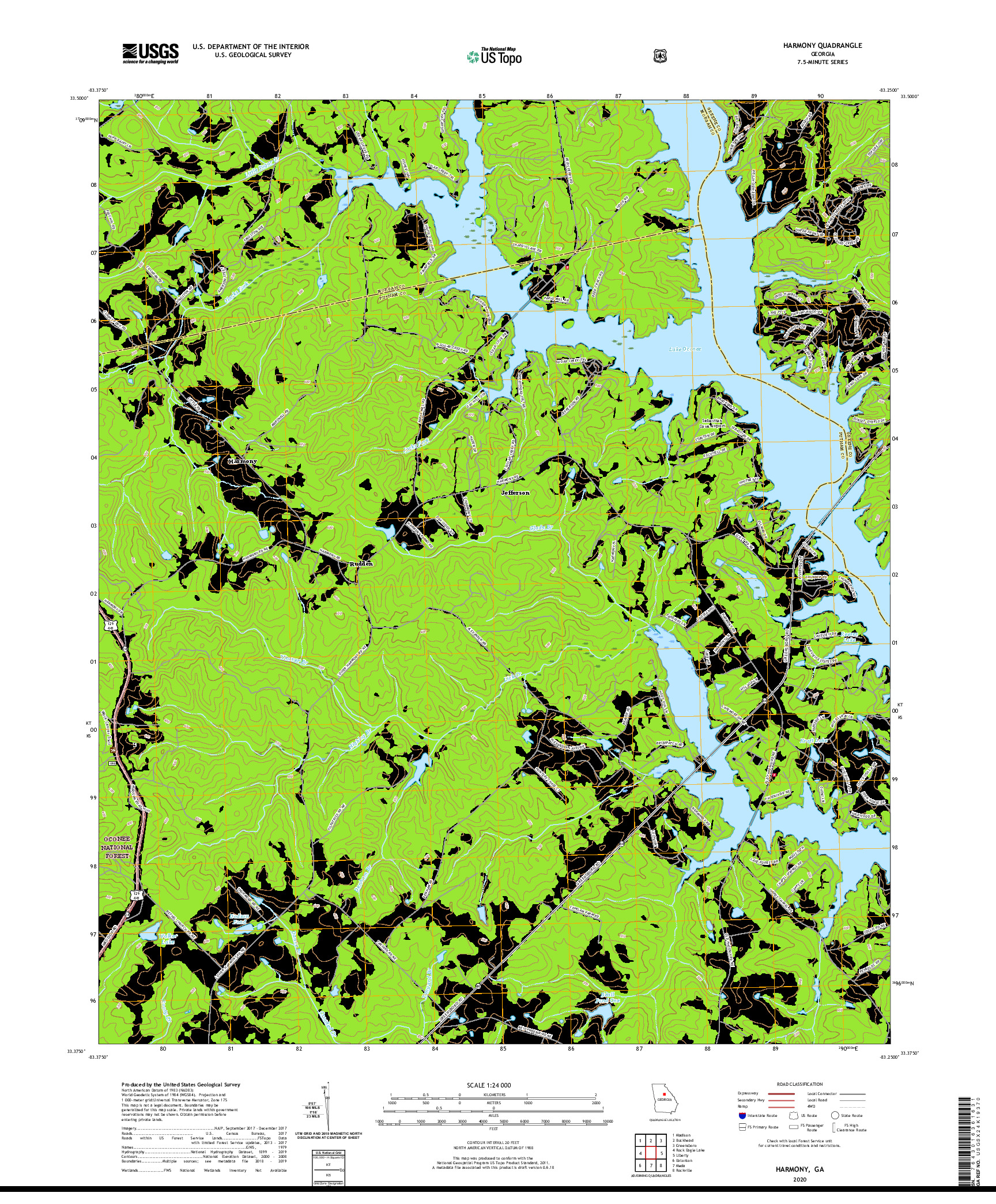 USGS US TOPO 7.5-MINUTE MAP FOR HARMONY, GA 2020