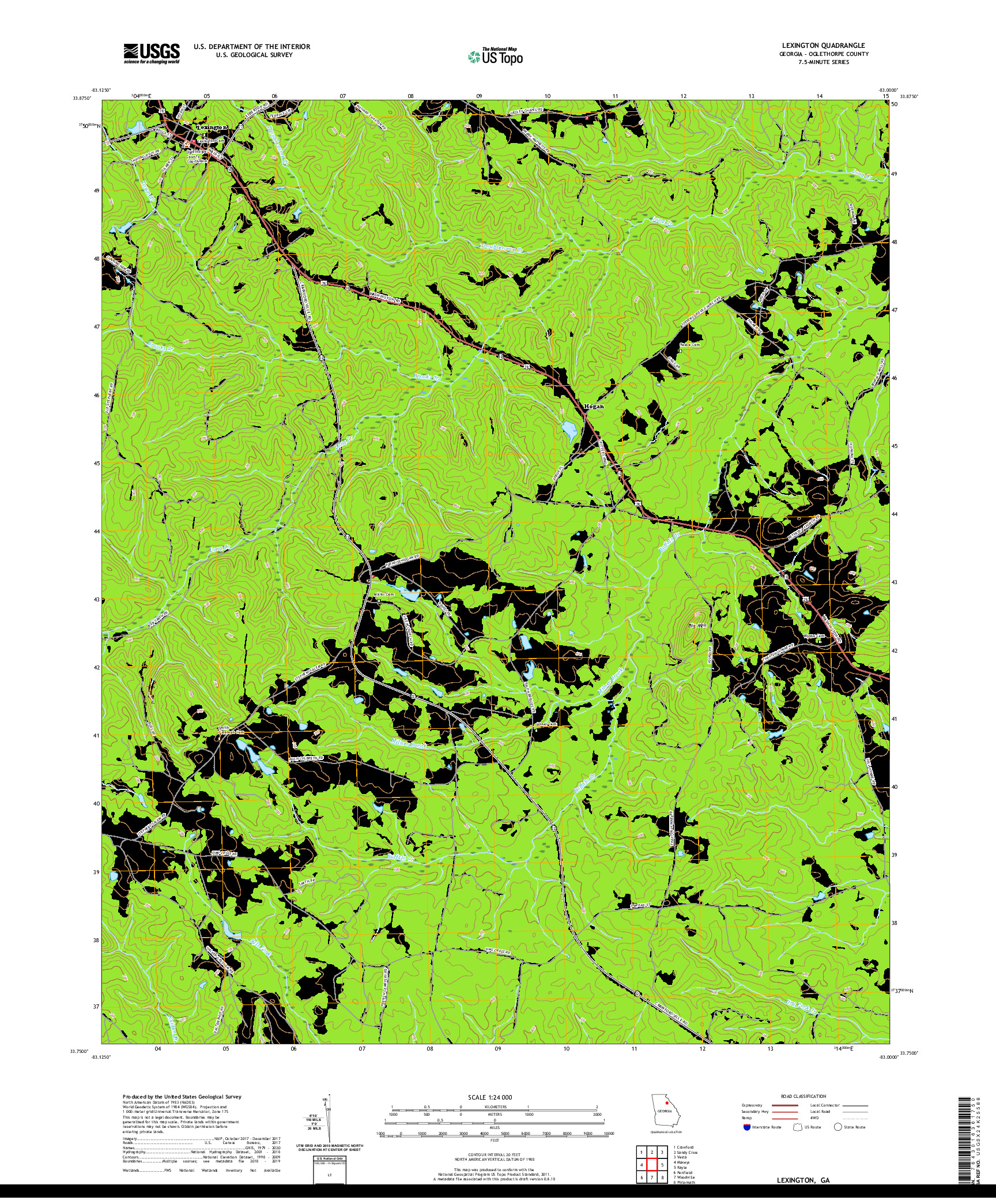 USGS US TOPO 7.5-MINUTE MAP FOR LEXINGTON, GA 2020