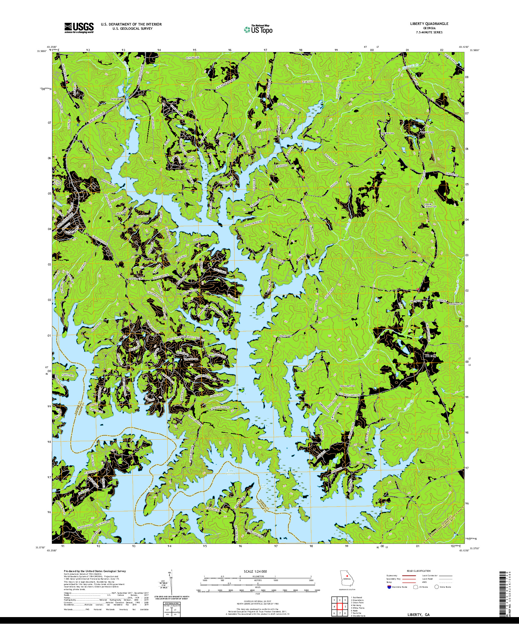 USGS US TOPO 7.5-MINUTE MAP FOR LIBERTY, GA 2020