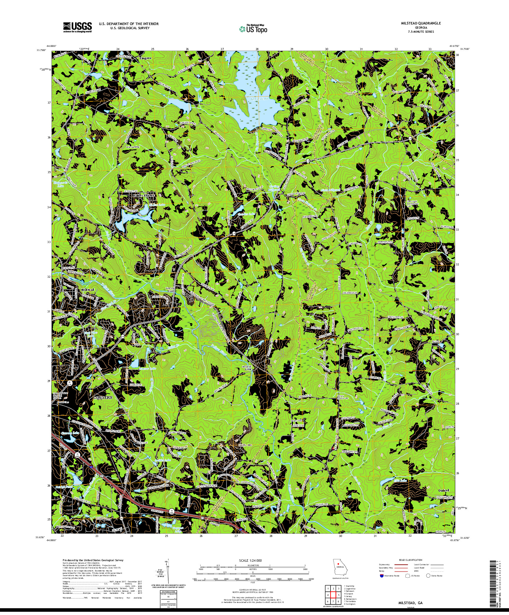 USGS US TOPO 7.5-MINUTE MAP FOR MILSTEAD, GA 2020