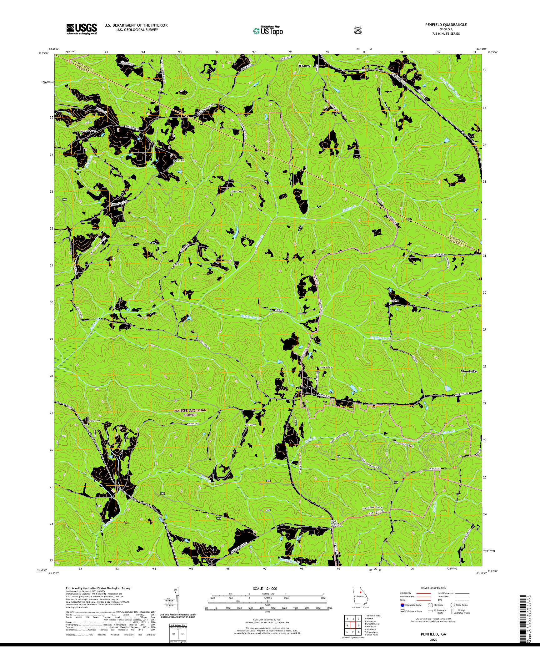 USGS US TOPO 7.5-MINUTE MAP FOR PENFIELD, GA 2020