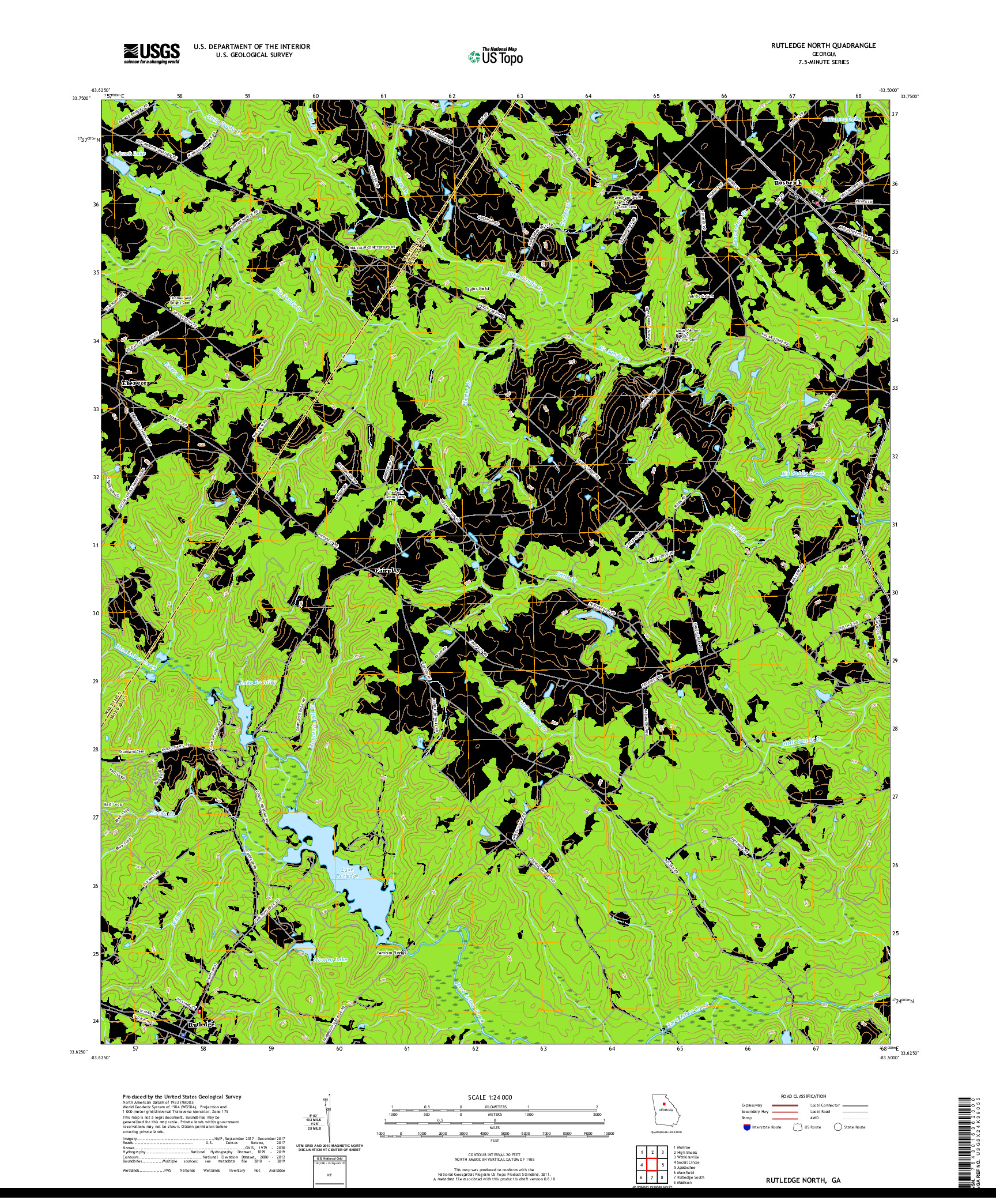 USGS US TOPO 7.5-MINUTE MAP FOR RUTLEDGE NORTH, GA 2020