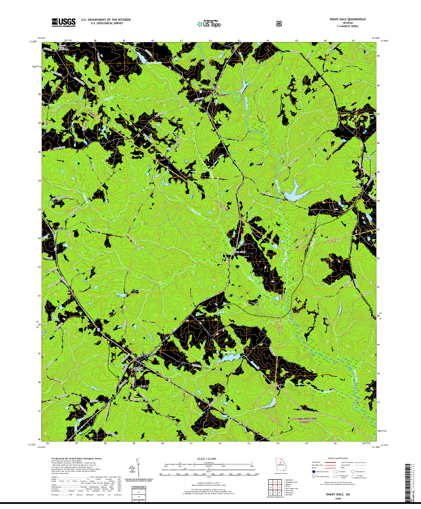 USGS US TOPO 7.5-MINUTE MAP FOR SHADY DALE, GA 2020
