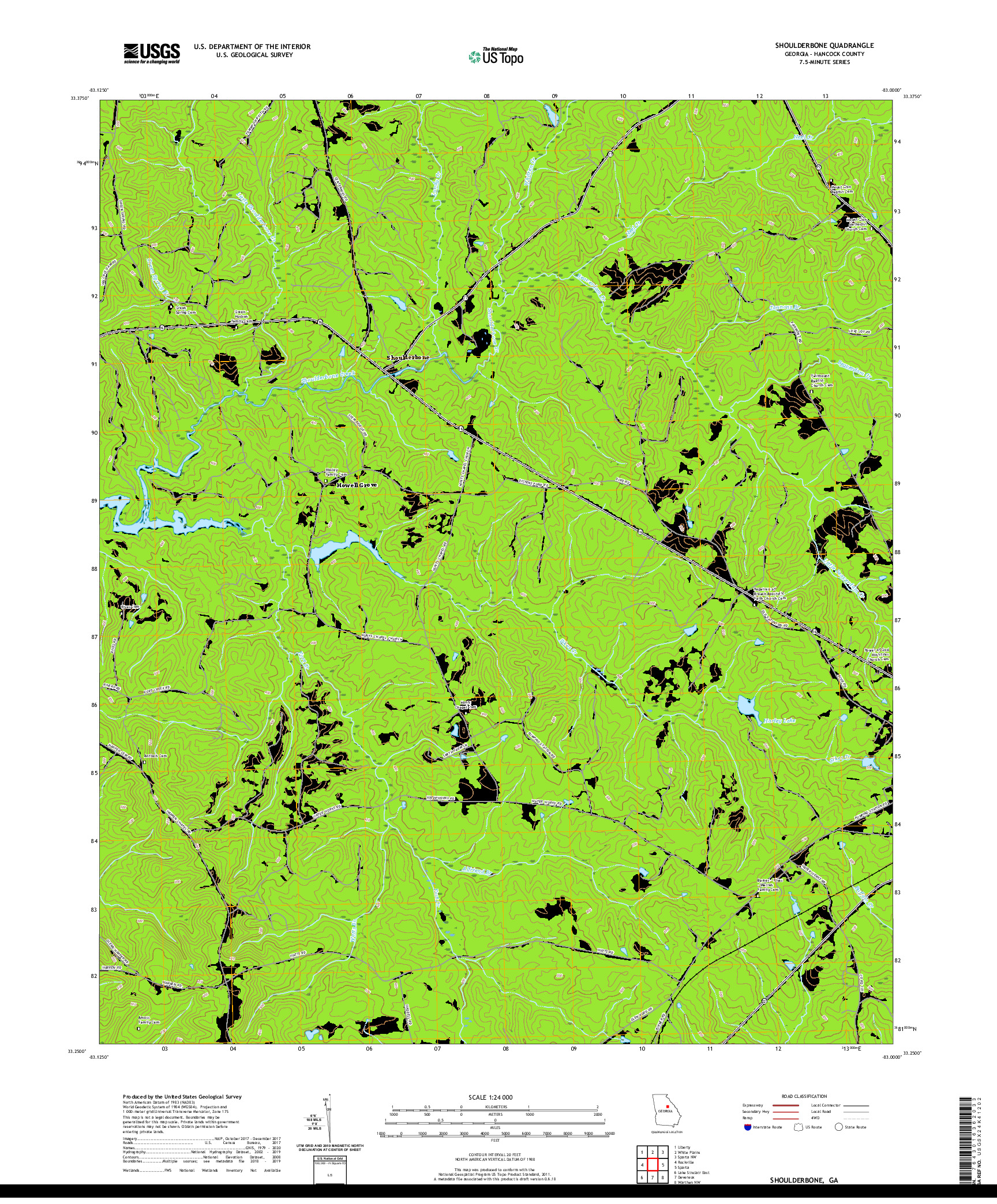 USGS US TOPO 7.5-MINUTE MAP FOR SHOULDERBONE, GA 2020
