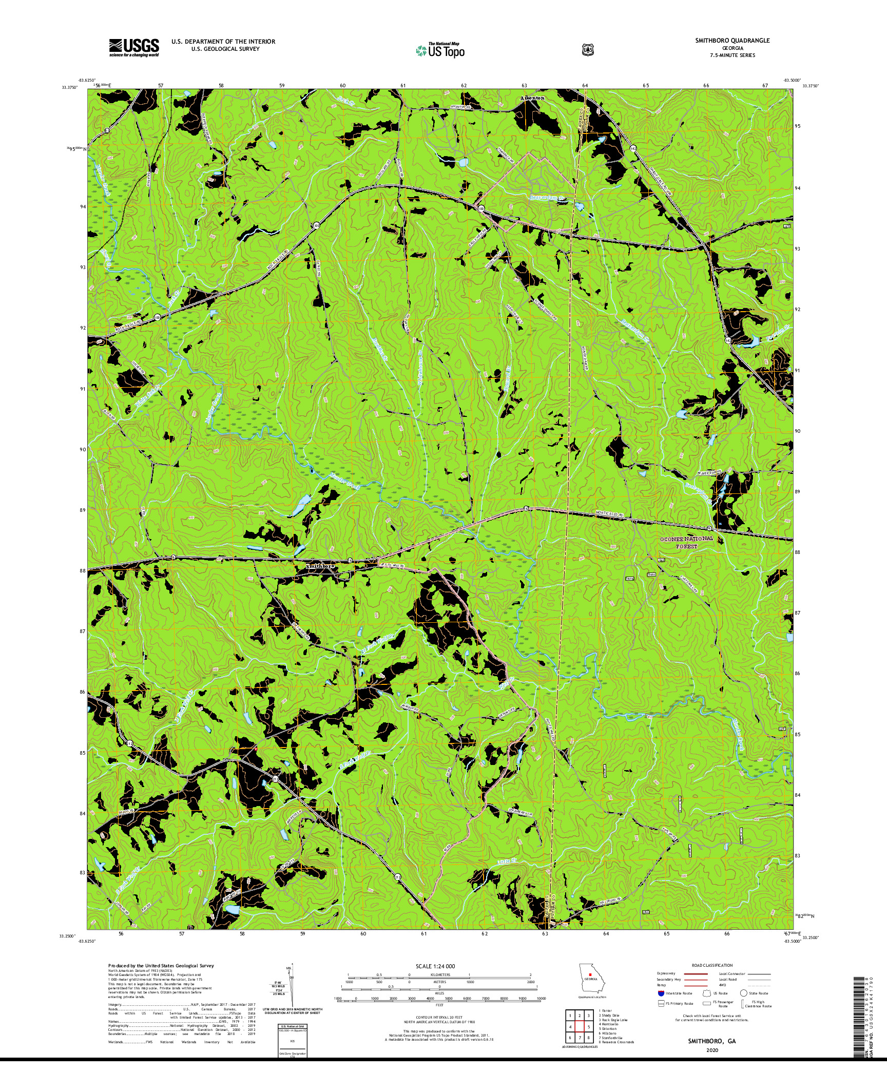 USGS US TOPO 7.5-MINUTE MAP FOR SMITHBORO, GA 2020