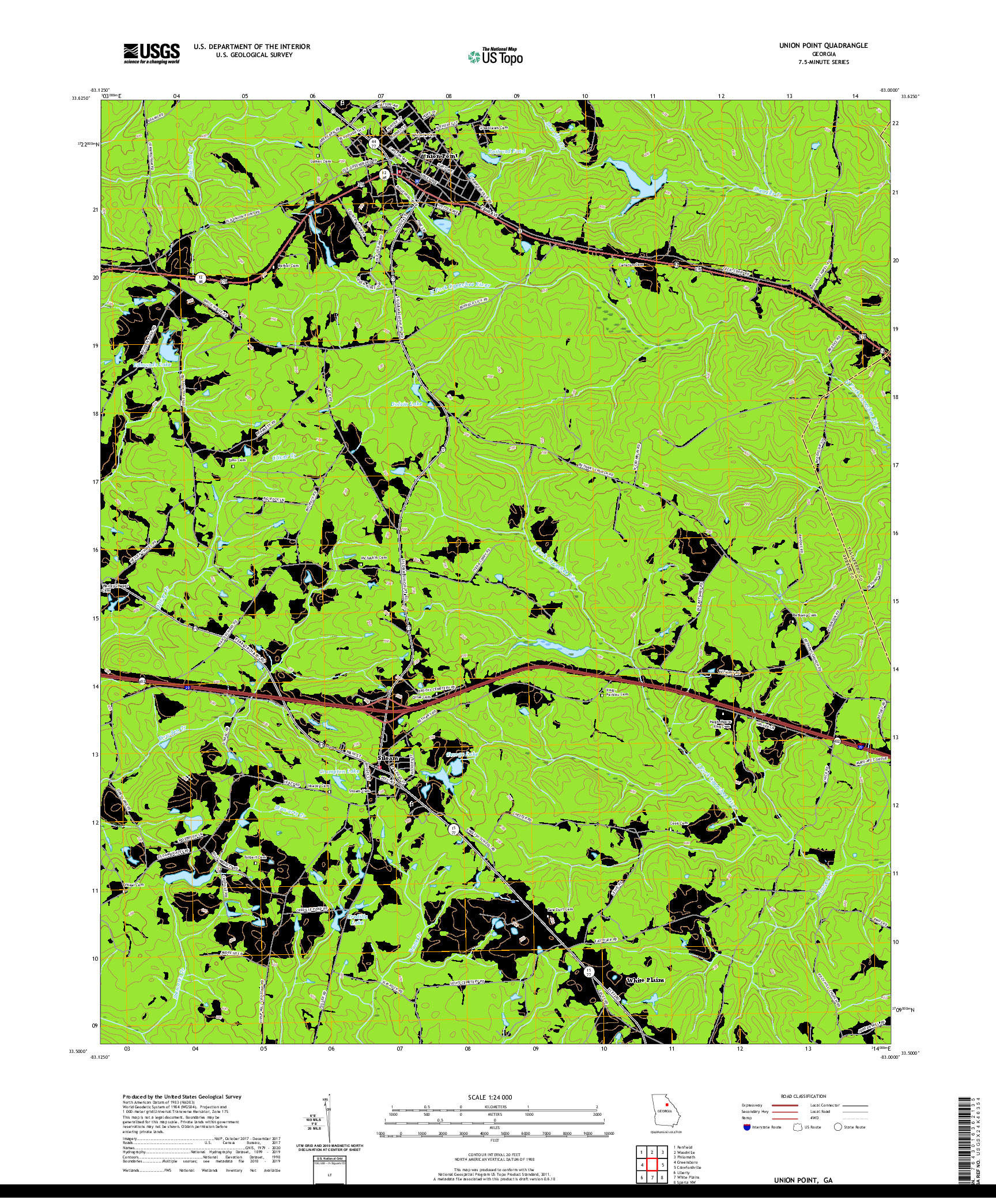 USGS US TOPO 7.5-MINUTE MAP FOR UNION POINT, GA 2020