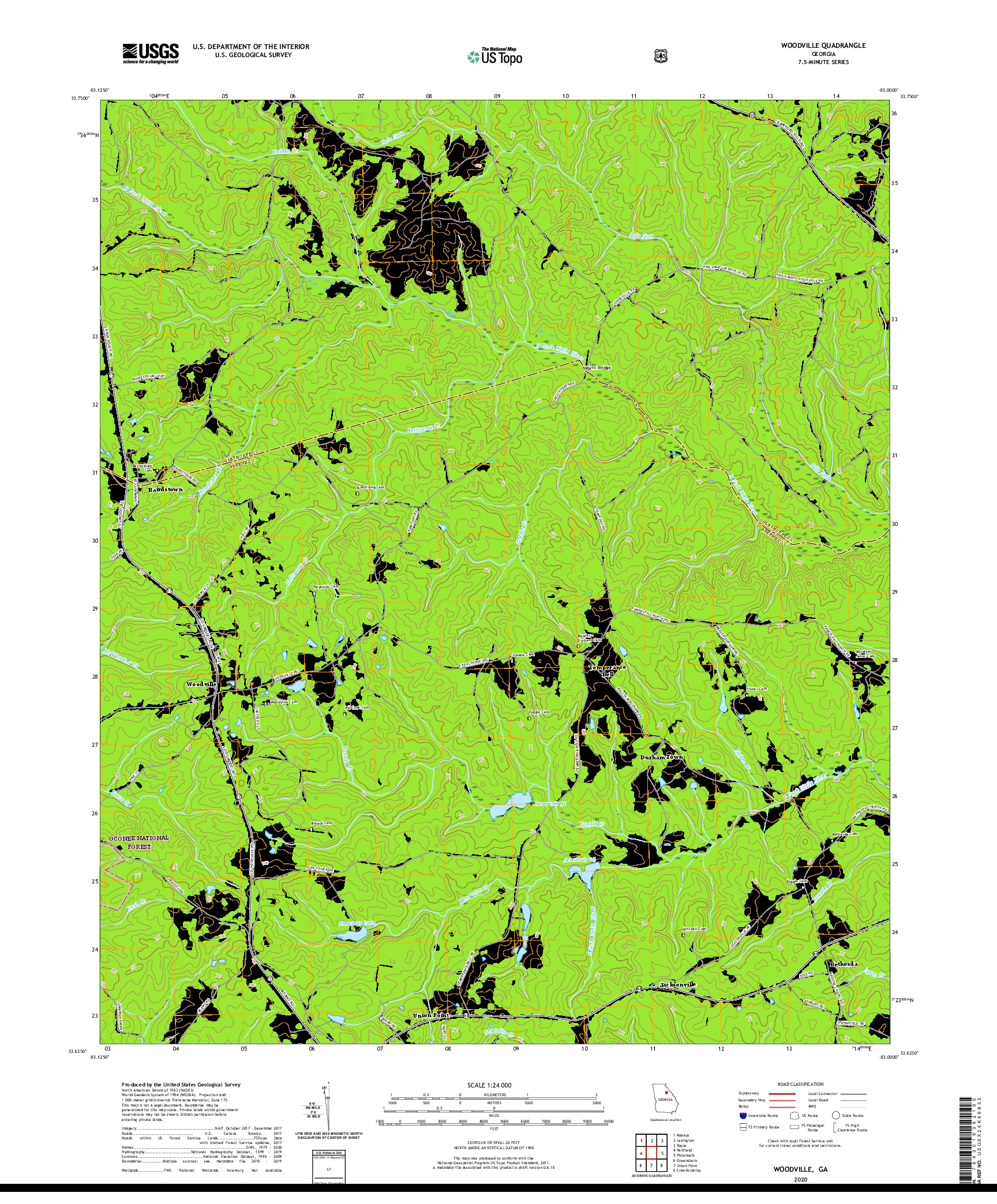 USGS US TOPO 7.5-MINUTE MAP FOR WOODVILLE, GA 2020