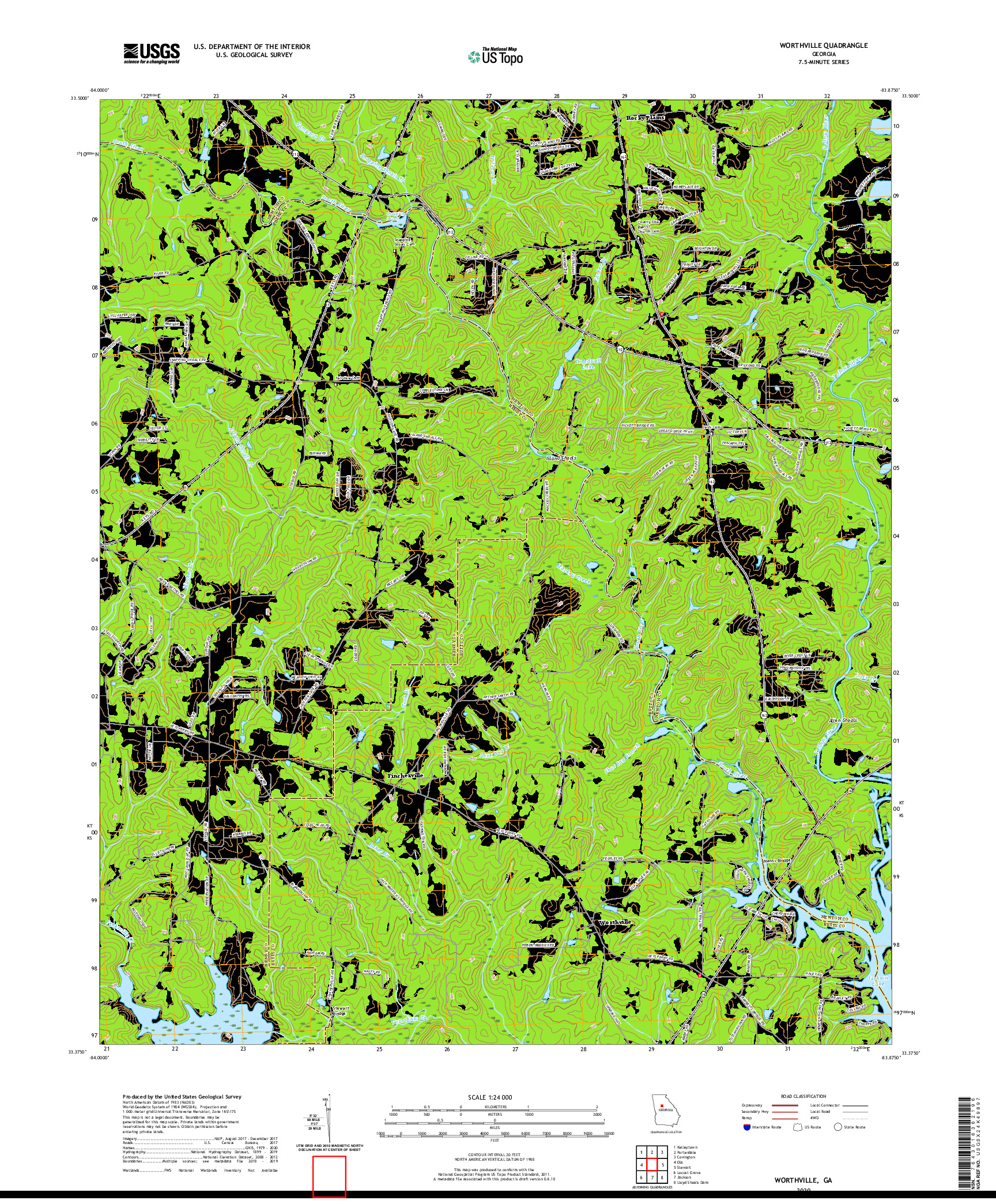 USGS US TOPO 7.5-MINUTE MAP FOR WORTHVILLE, GA 2020