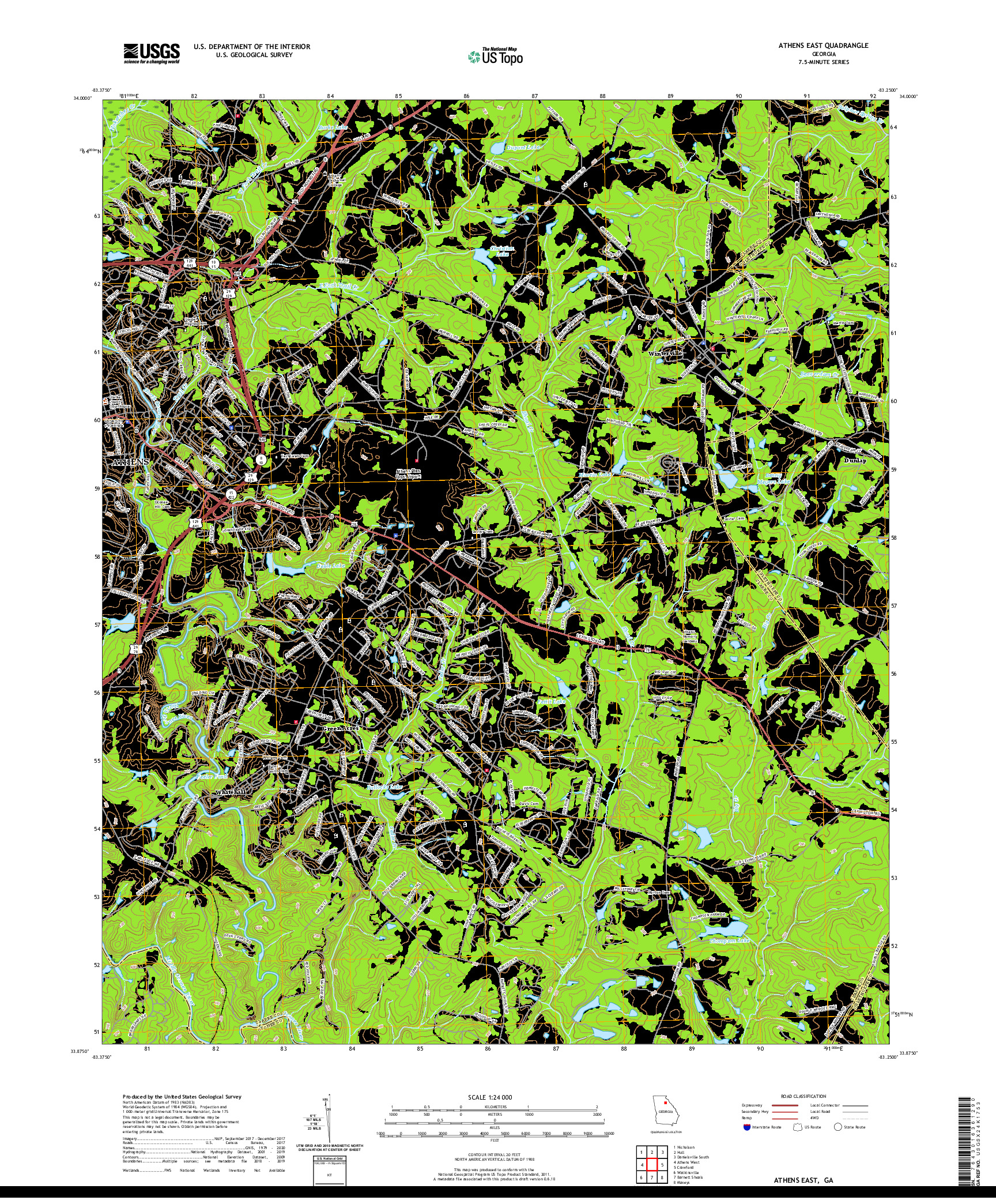 USGS US TOPO 7.5-MINUTE MAP FOR ATHENS EAST, GA 2020