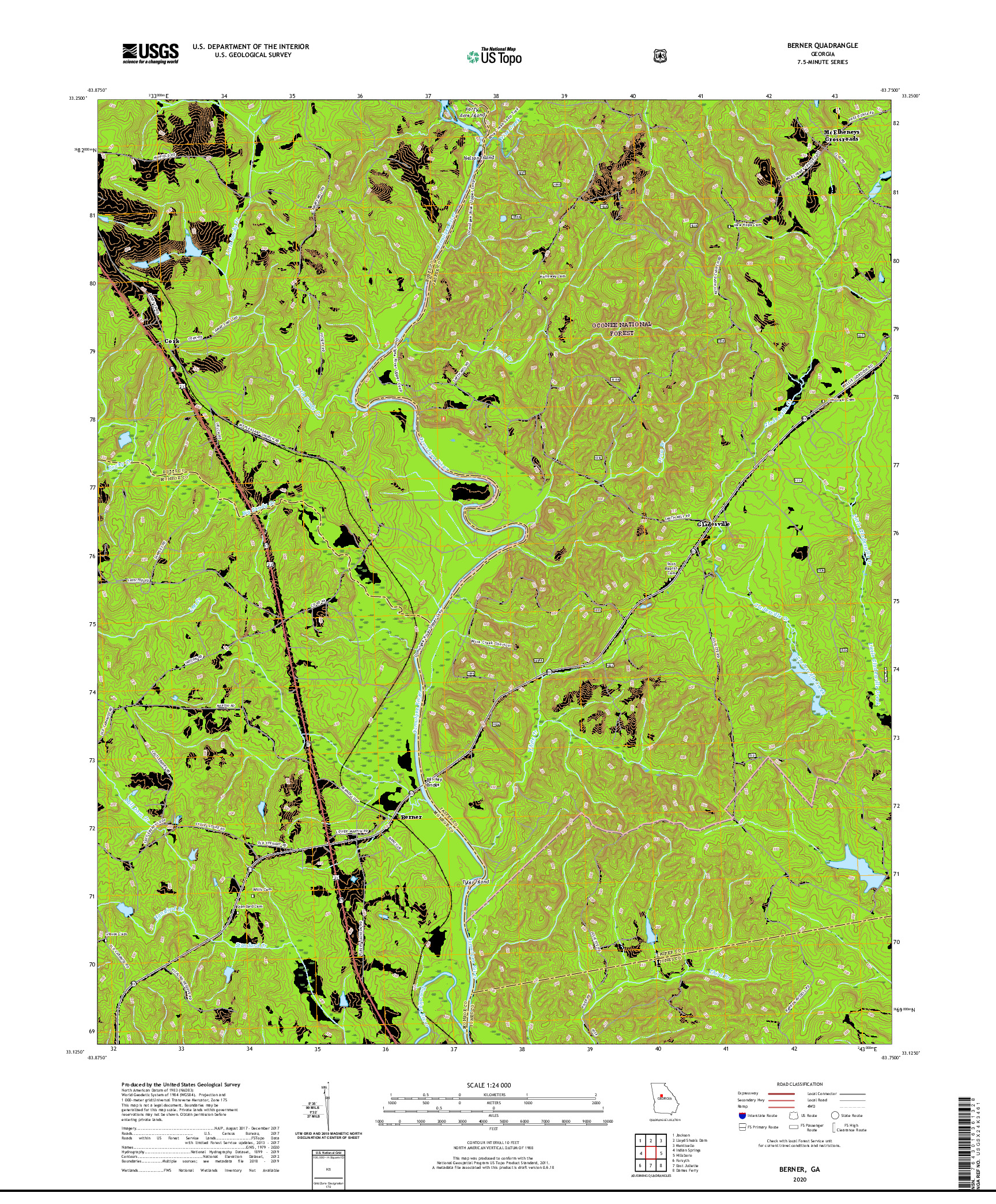 USGS US TOPO 7.5-MINUTE MAP FOR BERNER, GA 2020