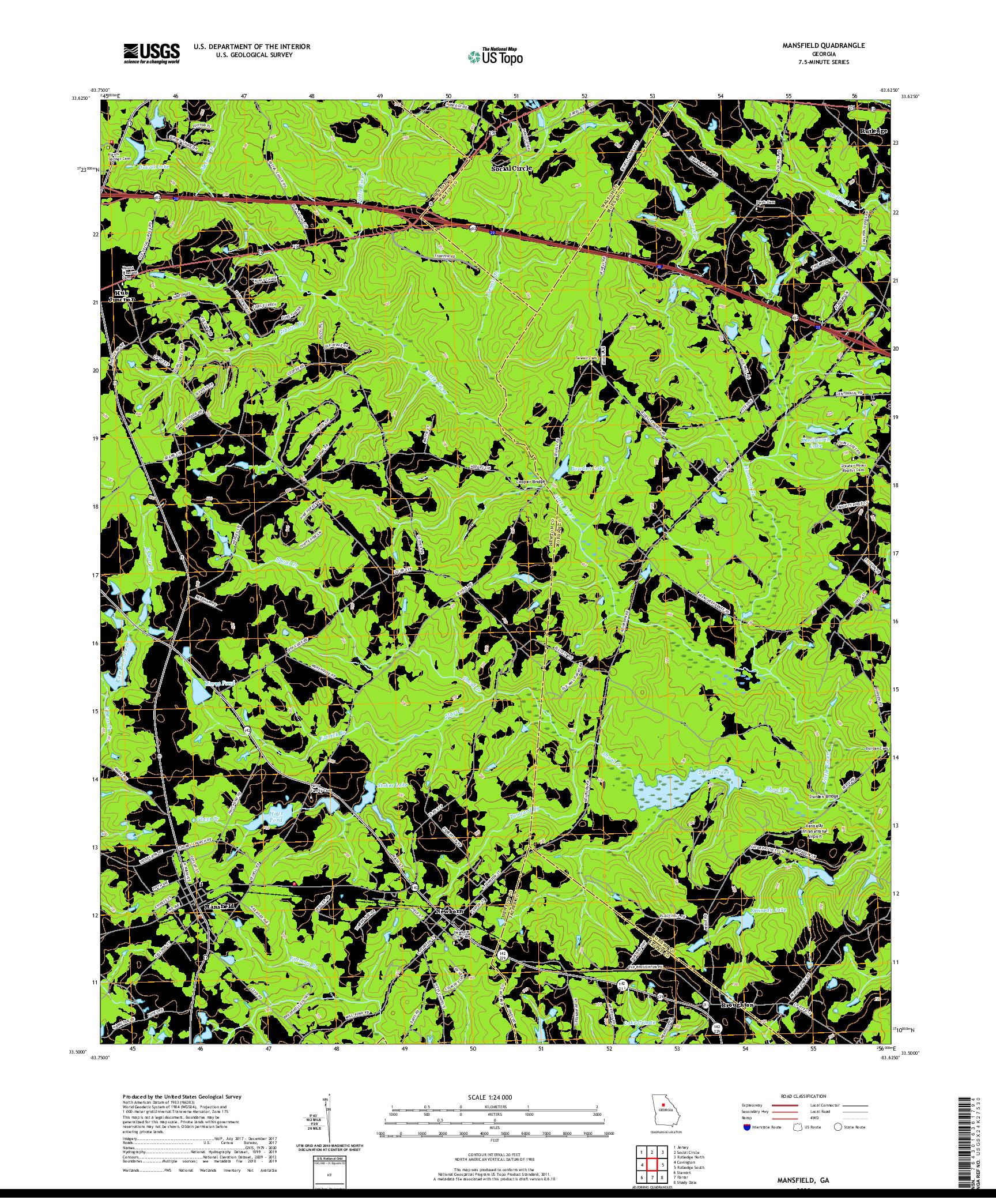 USGS US TOPO 7.5-MINUTE MAP FOR MANSFIELD, GA 2020