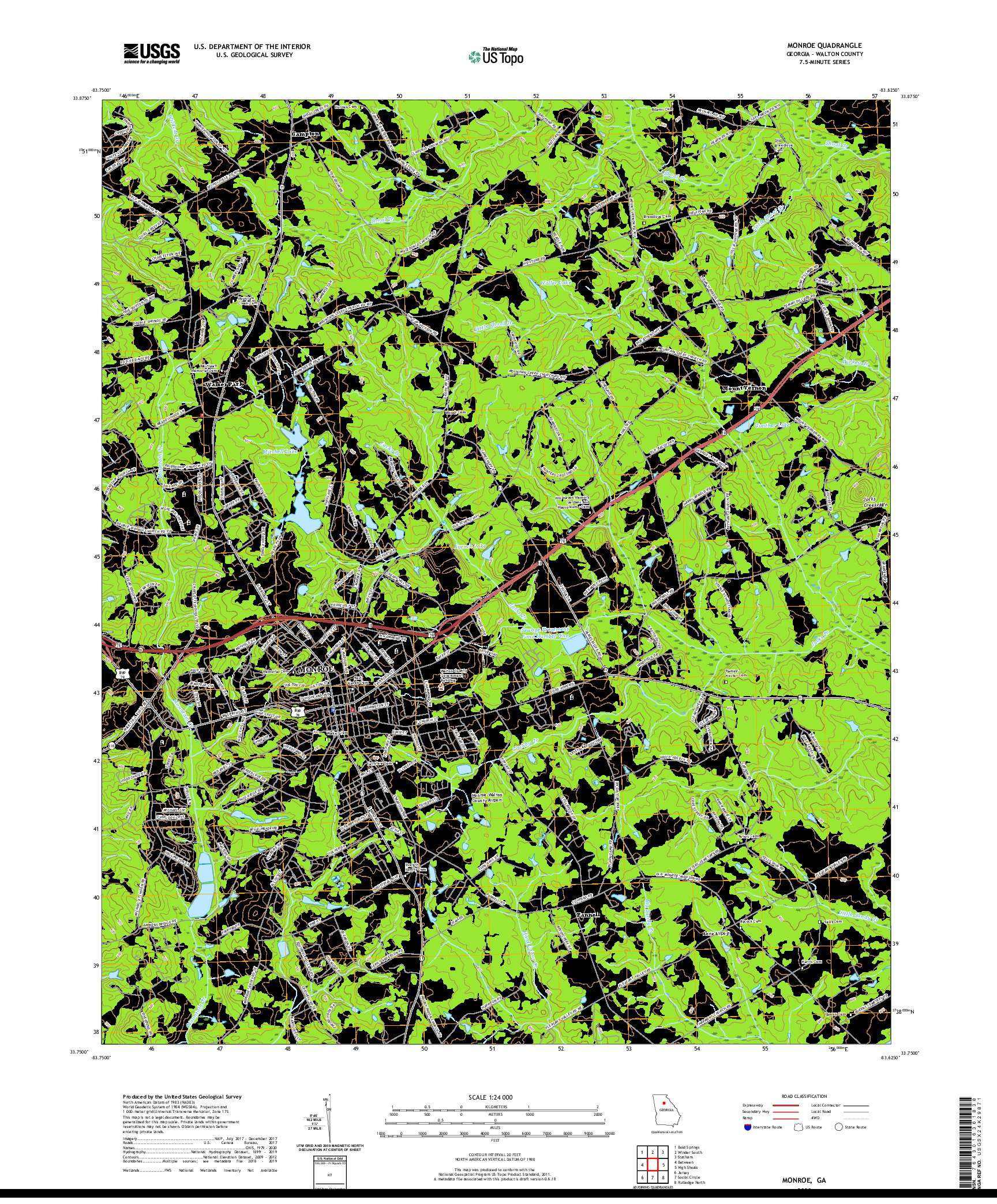 USGS US TOPO 7.5-MINUTE MAP FOR MONROE, GA 2020