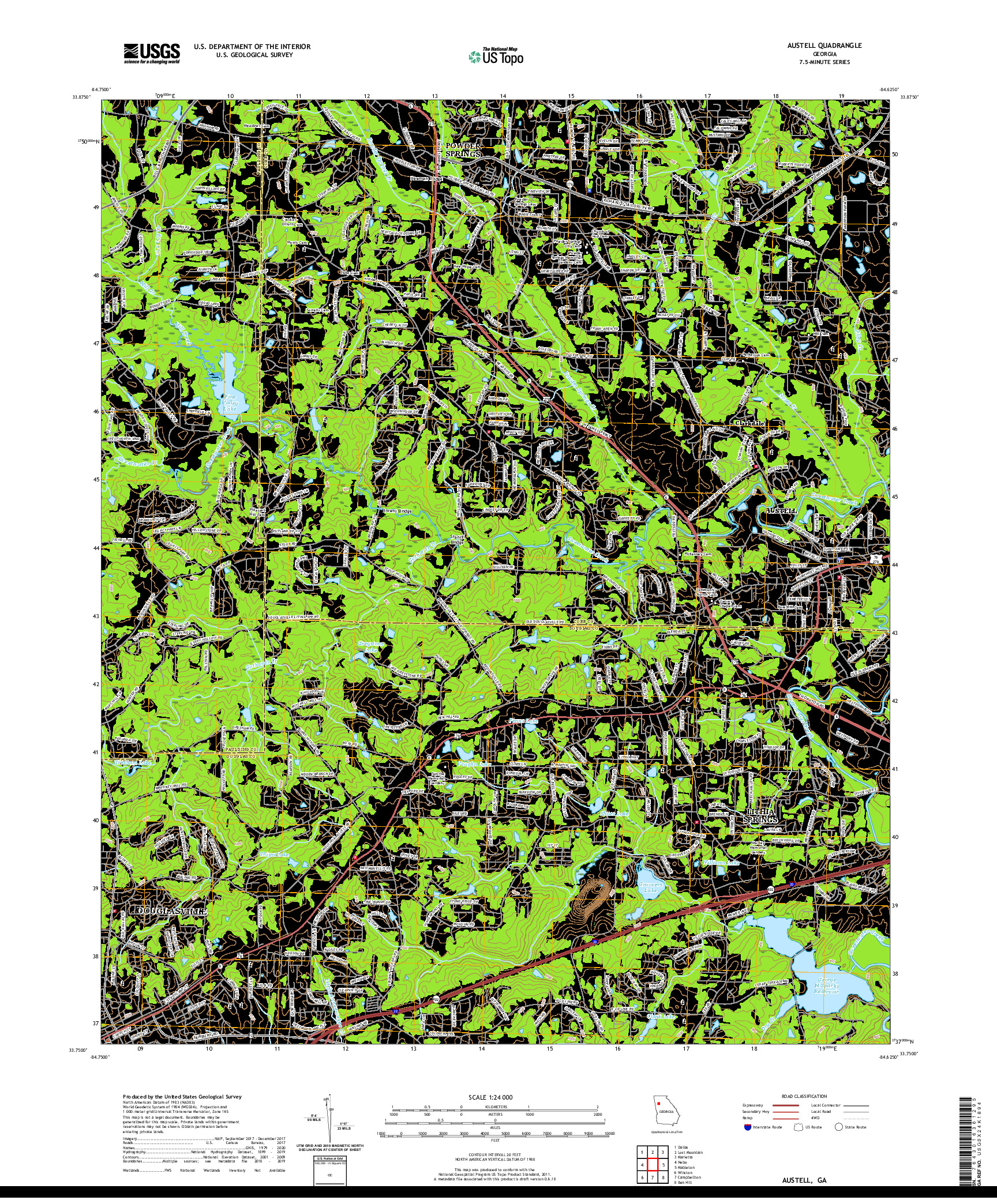 USGS US TOPO 7.5-MINUTE MAP FOR AUSTELL, GA 2020