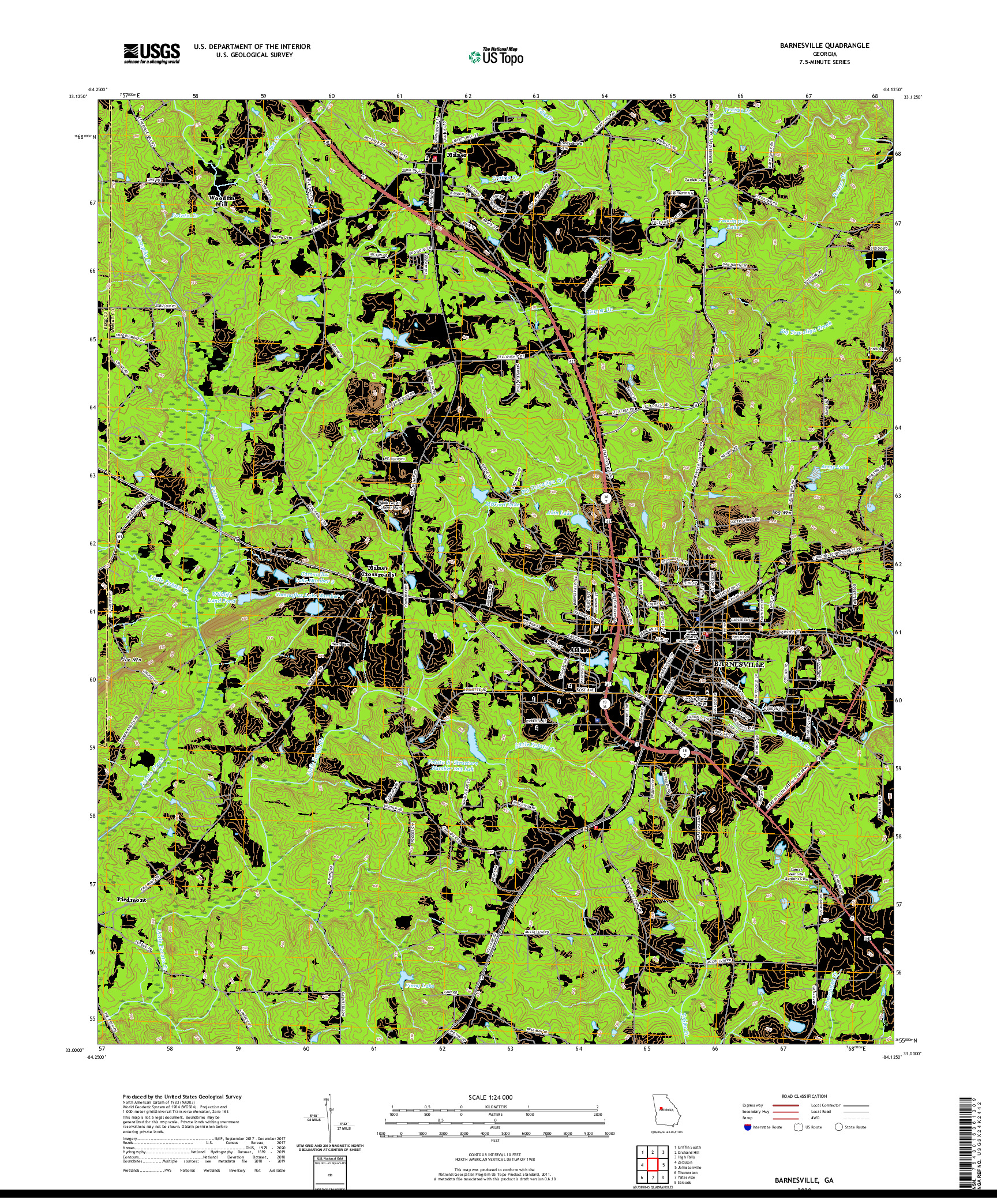 USGS US TOPO 7.5-MINUTE MAP FOR BARNESVILLE, GA 2020