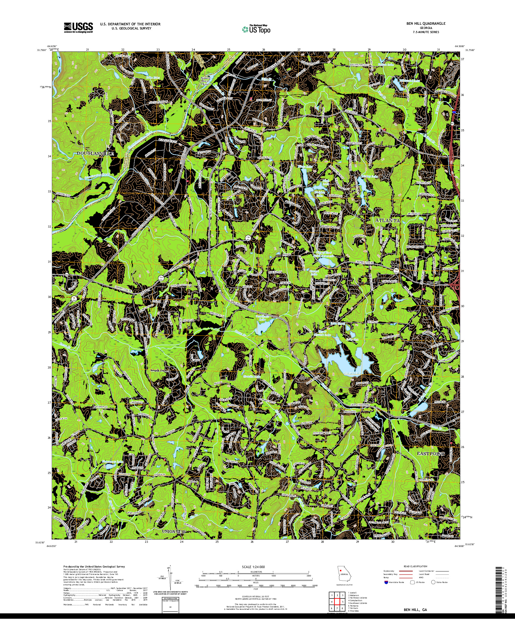 USGS US TOPO 7.5-MINUTE MAP FOR BEN HILL, GA 2020