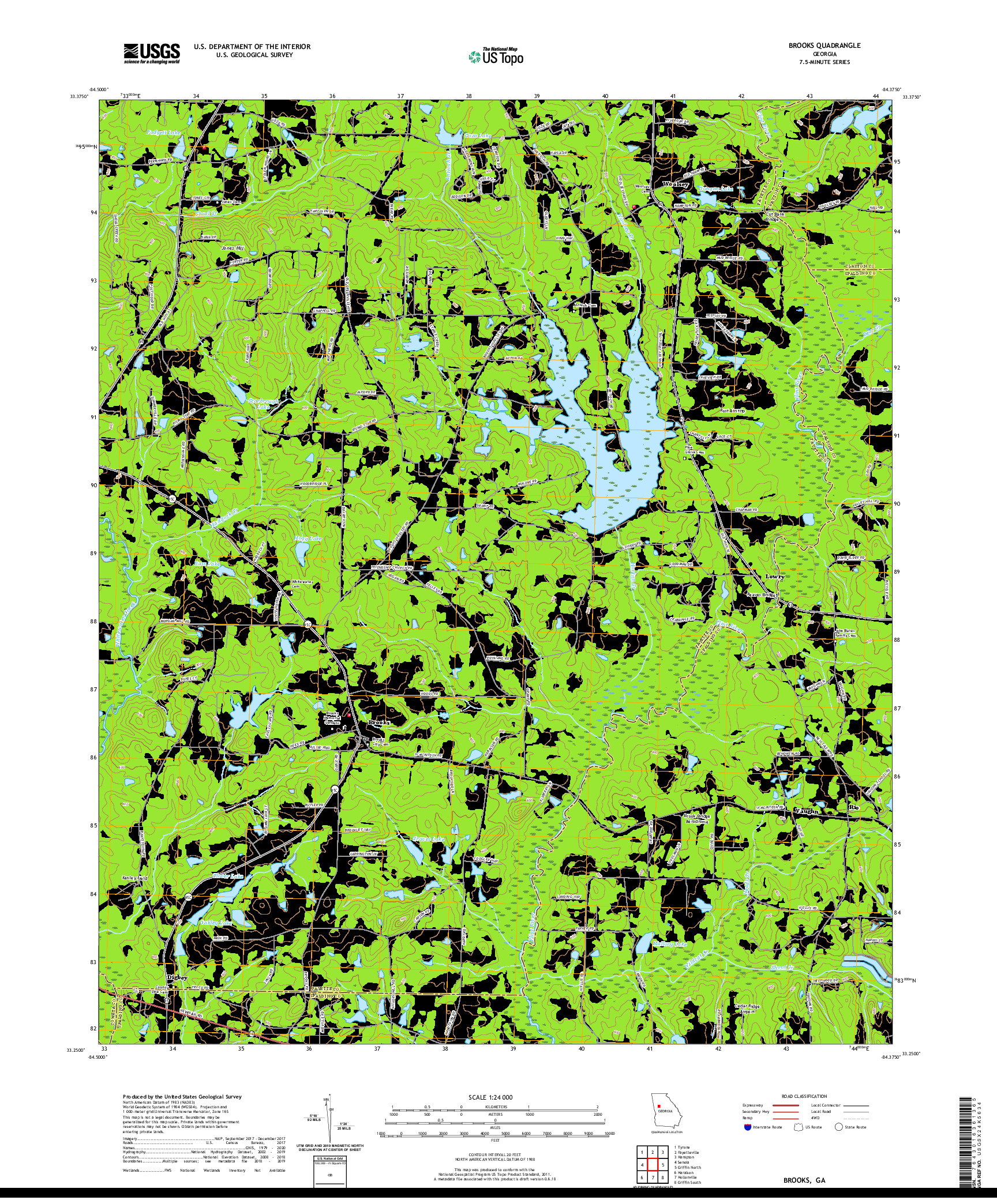 USGS US TOPO 7.5-MINUTE MAP FOR BROOKS, GA 2020