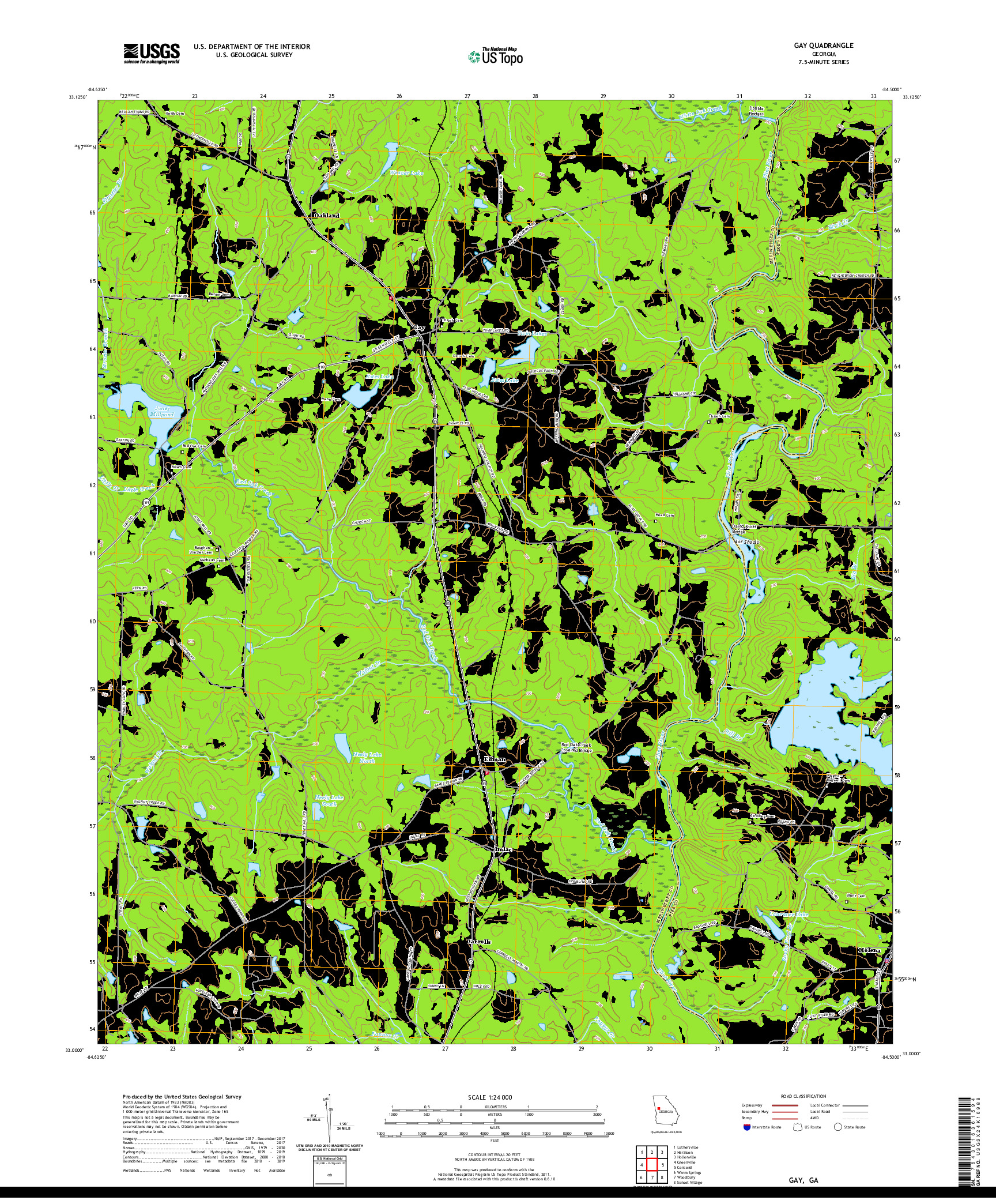 USGS US TOPO 7.5-MINUTE MAP FOR GAY, GA 2020