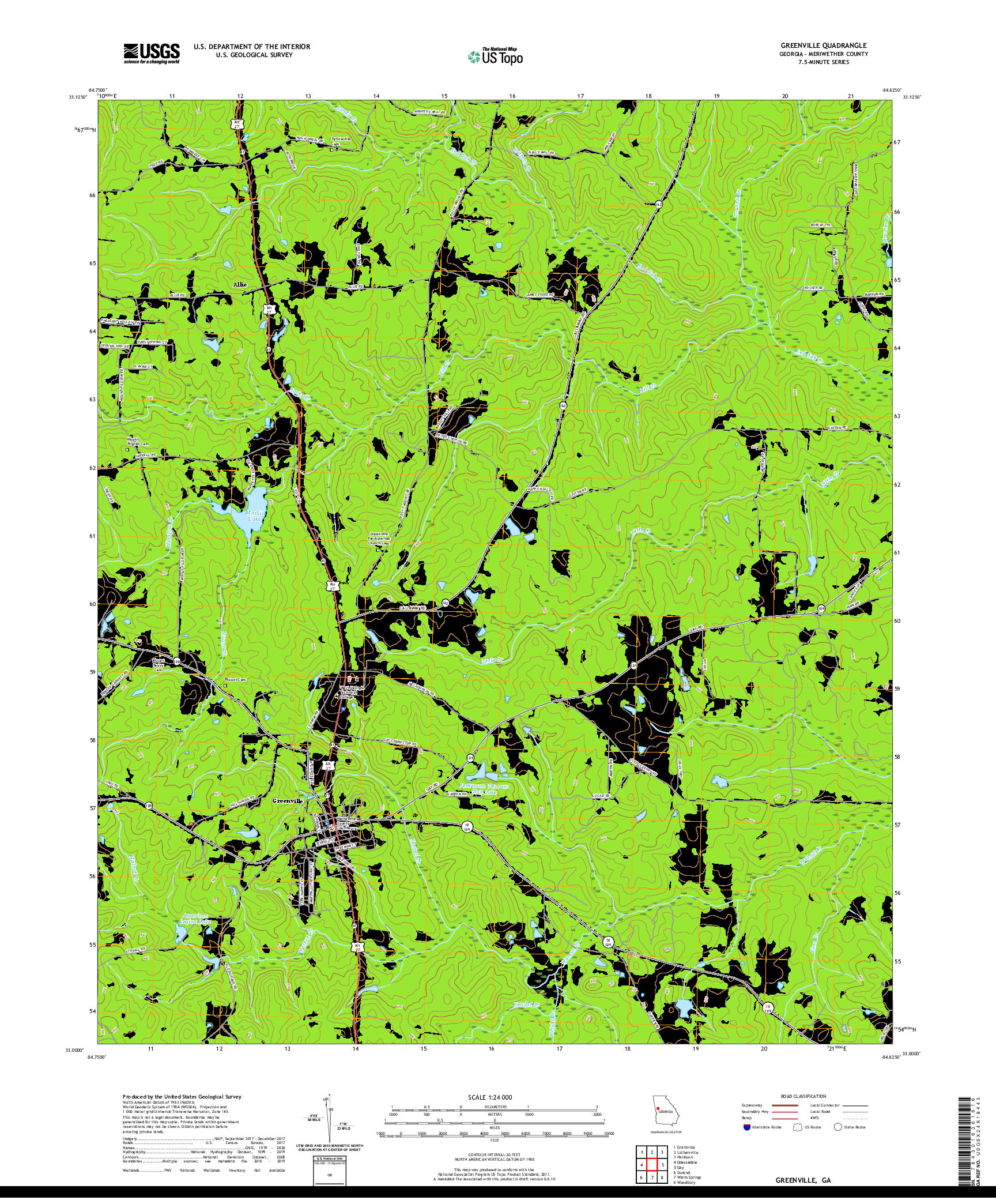 USGS US TOPO 7.5-MINUTE MAP FOR GREENVILLE, GA 2020