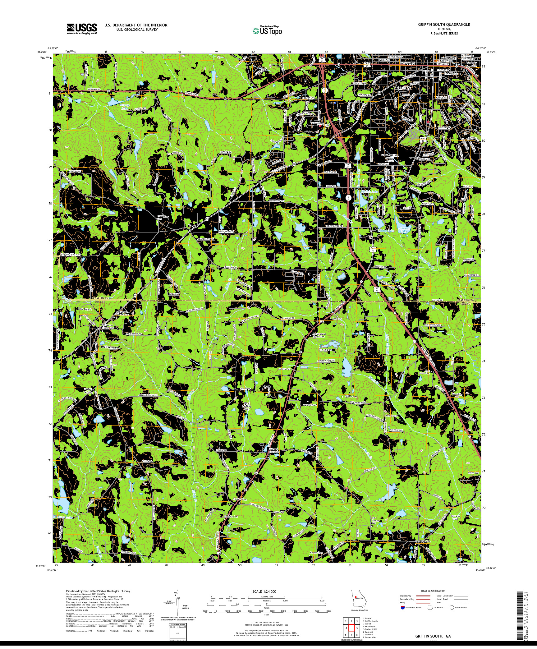 USGS US TOPO 7.5-MINUTE MAP FOR GRIFFIN SOUTH, GA 2020