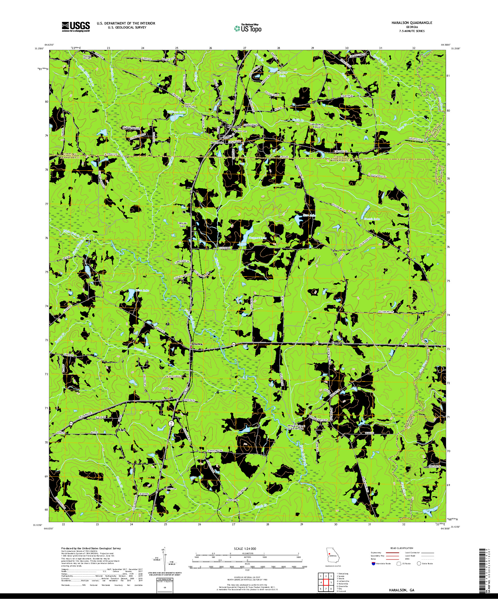 USGS US TOPO 7.5-MINUTE MAP FOR HARALSON, GA 2020