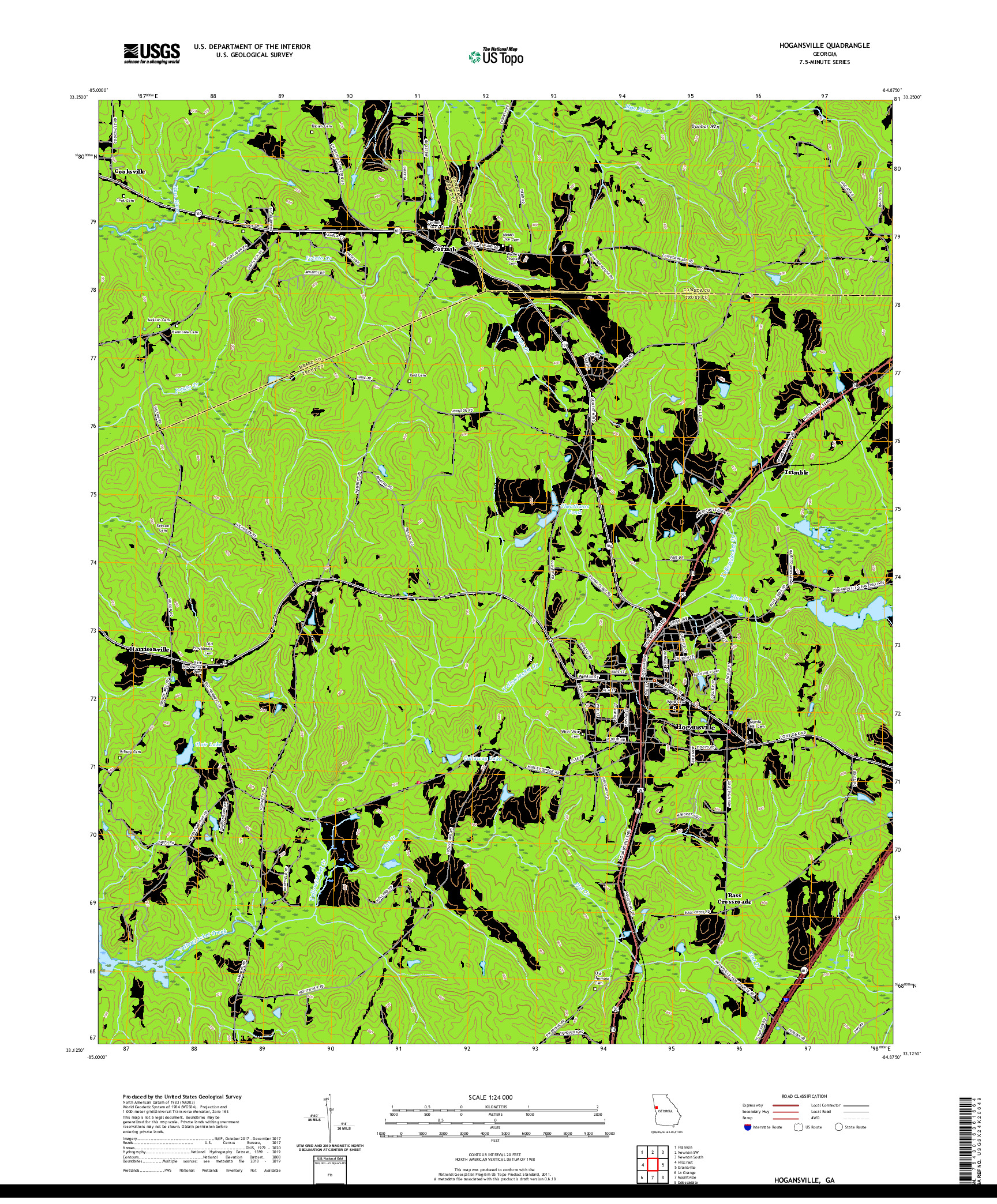 USGS US TOPO 7.5-MINUTE MAP FOR HOGANSVILLE, GA 2020