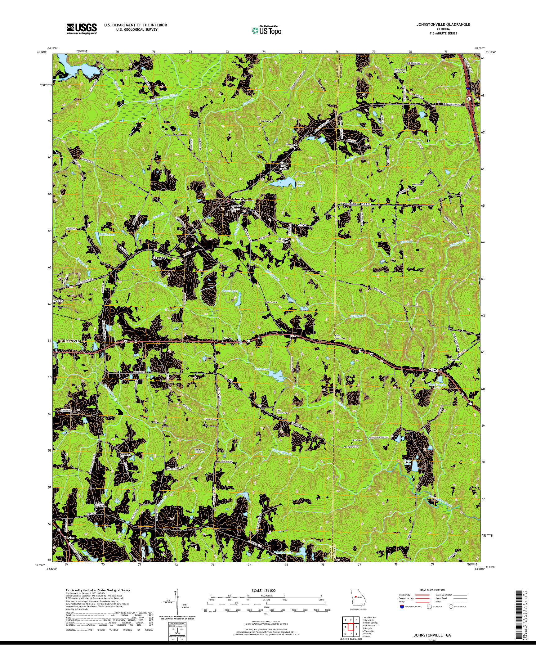 USGS US TOPO 7.5-MINUTE MAP FOR JOHNSTONVILLE, GA 2020