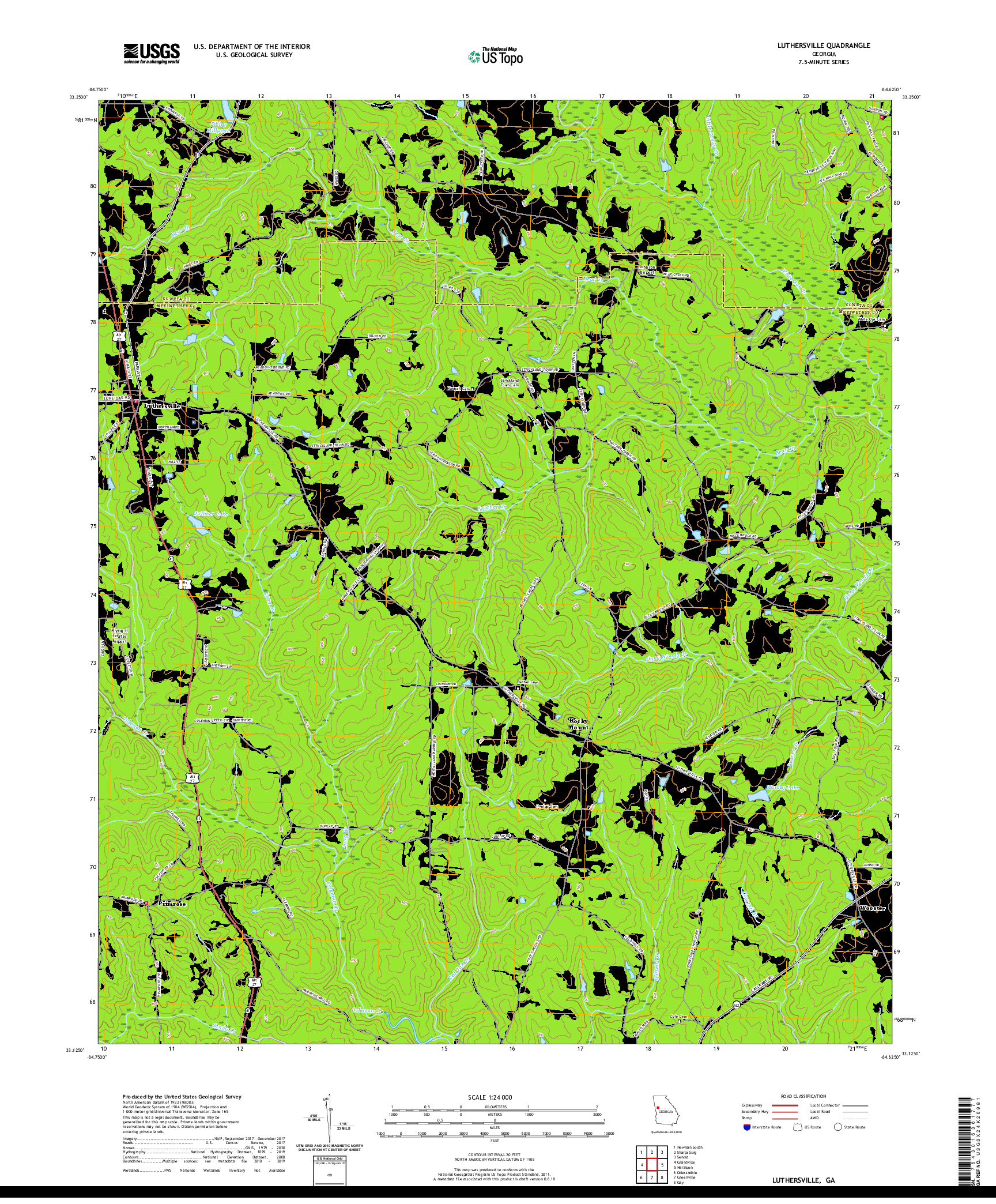 USGS US TOPO 7.5-MINUTE MAP FOR LUTHERSVILLE, GA 2020