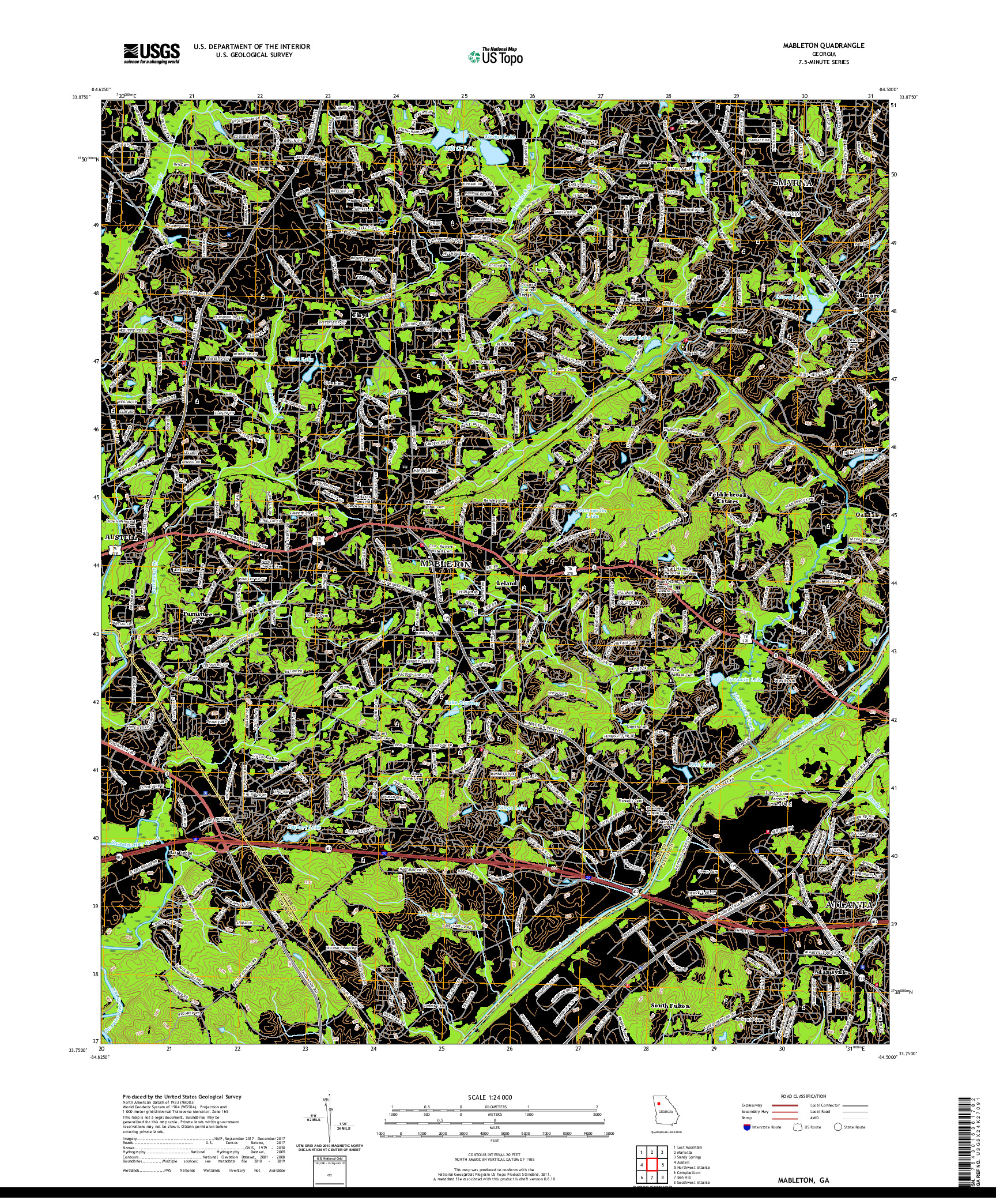 USGS US TOPO 7.5-MINUTE MAP FOR MABLETON, GA 2020