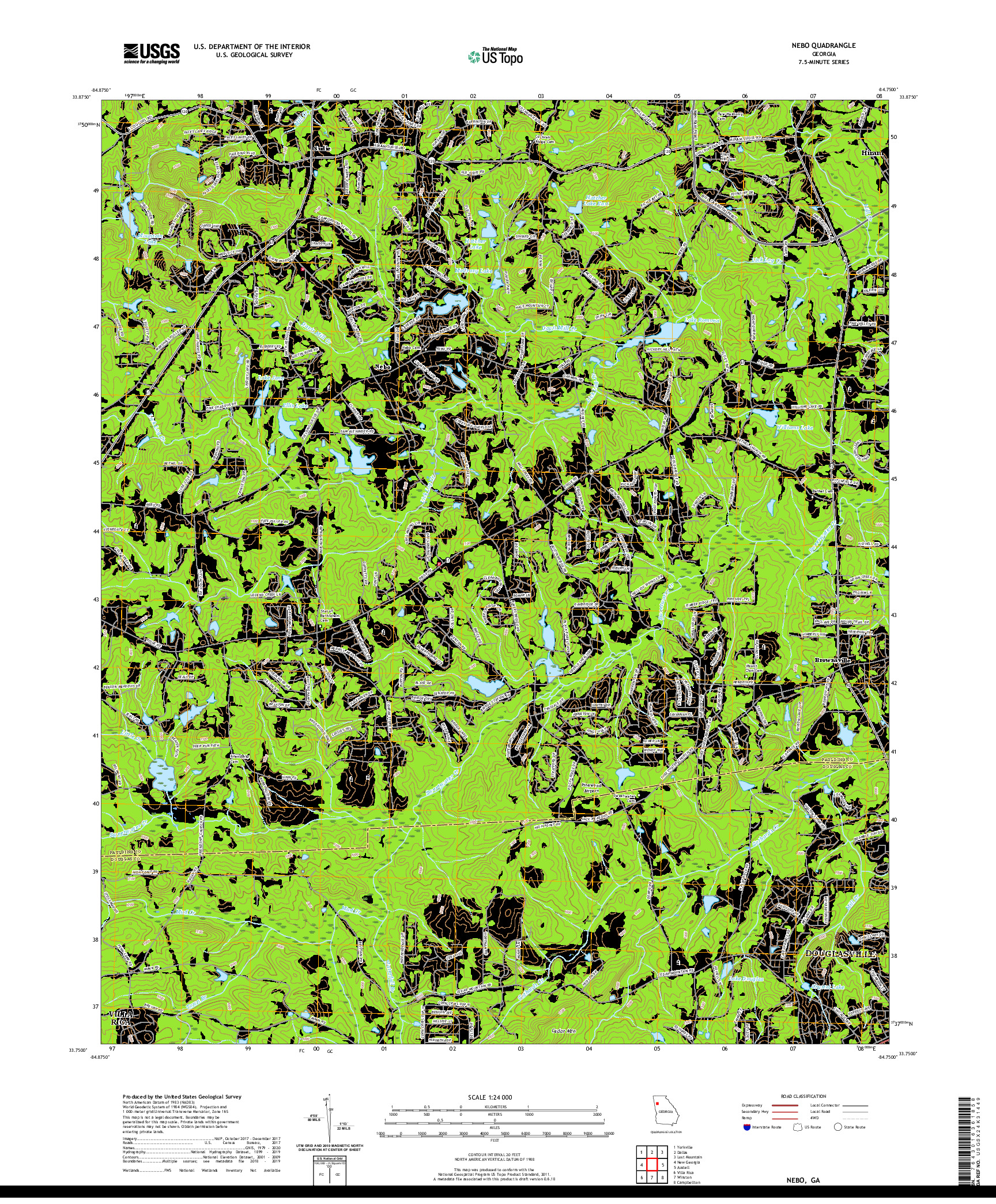 USGS US TOPO 7.5-MINUTE MAP FOR NEBO, GA 2020