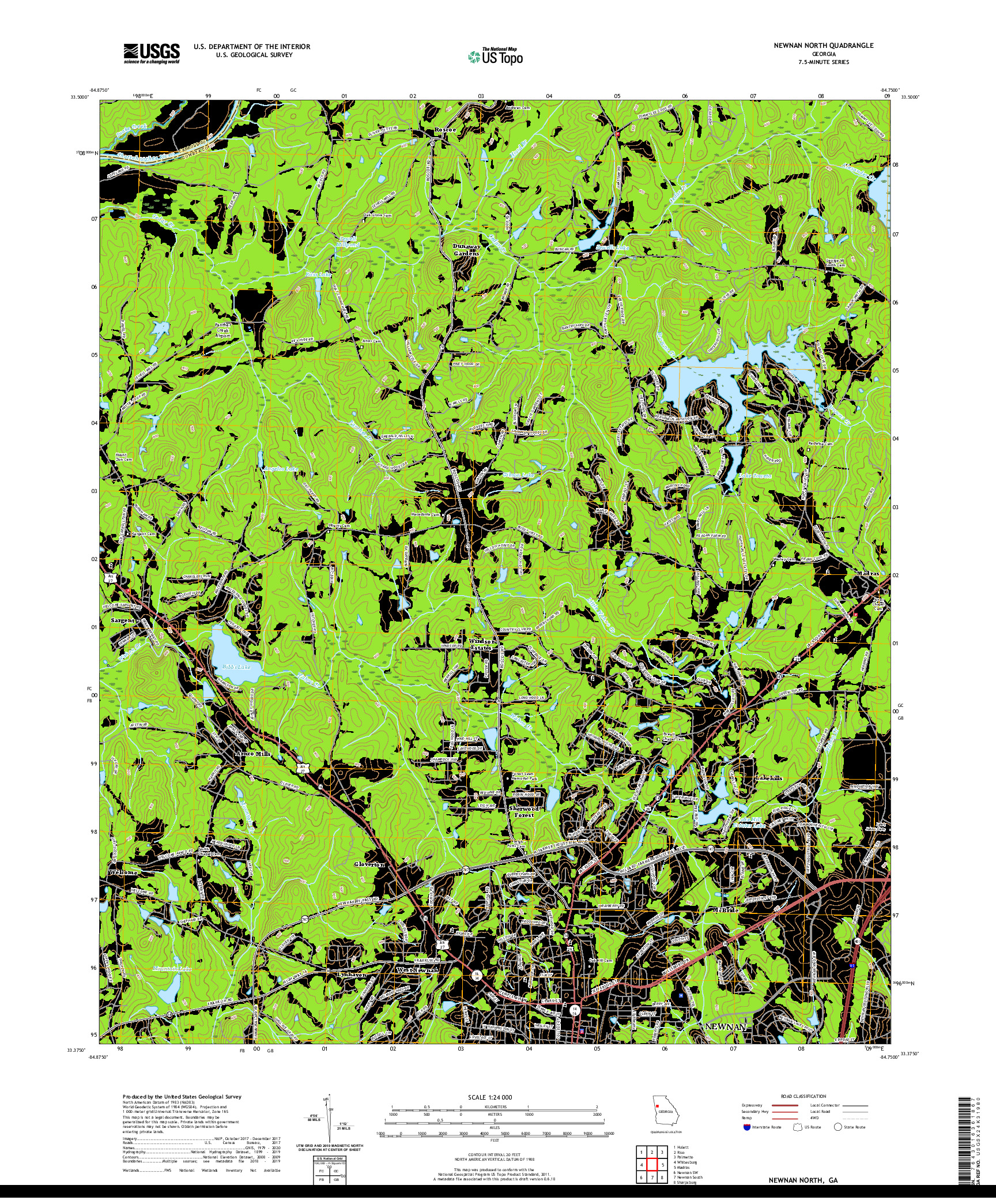 USGS US TOPO 7.5-MINUTE MAP FOR NEWNAN NORTH, GA 2020