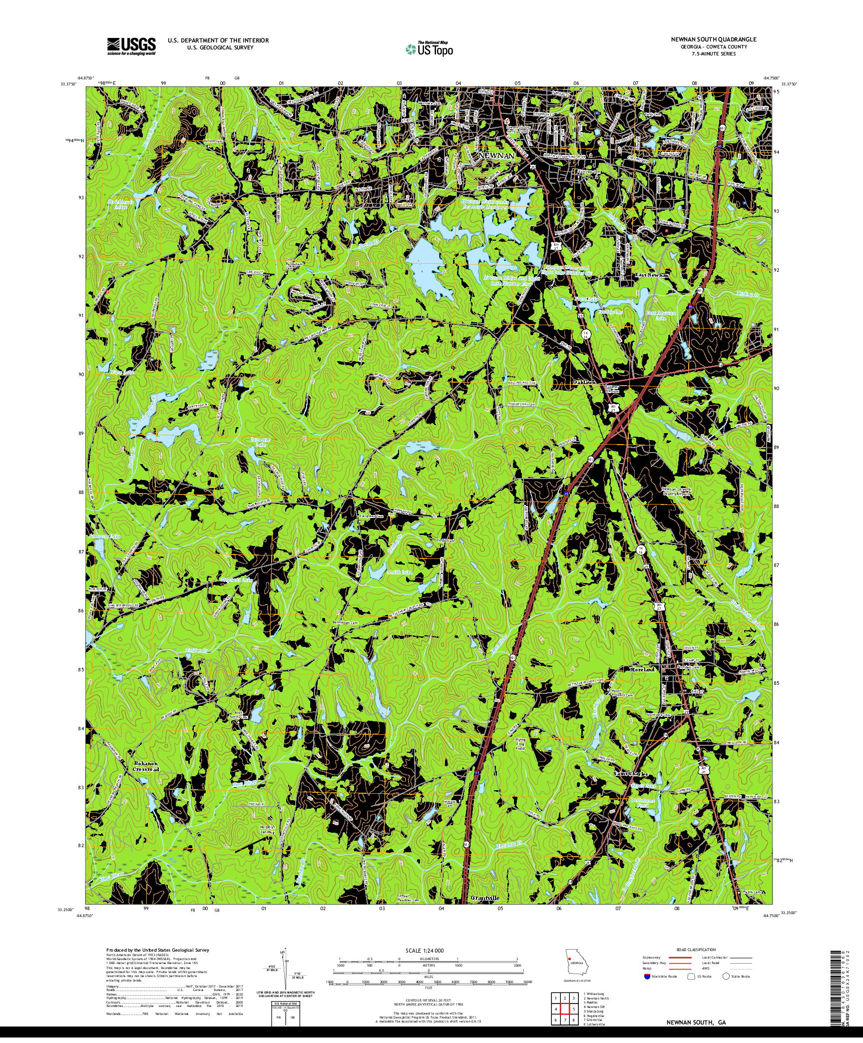 USGS US TOPO 7.5-MINUTE MAP FOR NEWNAN SOUTH, GA 2020