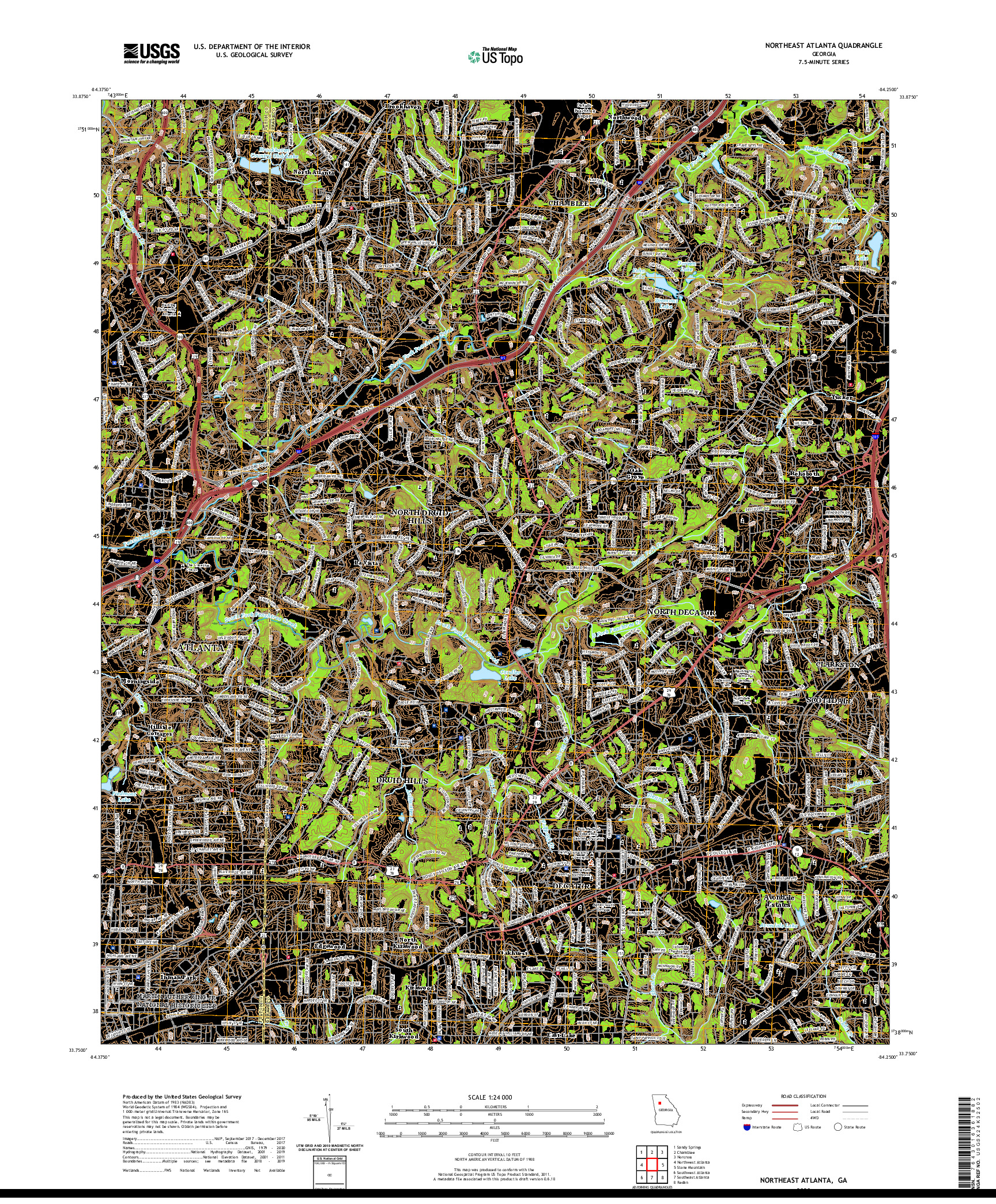 USGS US TOPO 7.5-MINUTE MAP FOR NORTHEAST ATLANTA, GA 2020