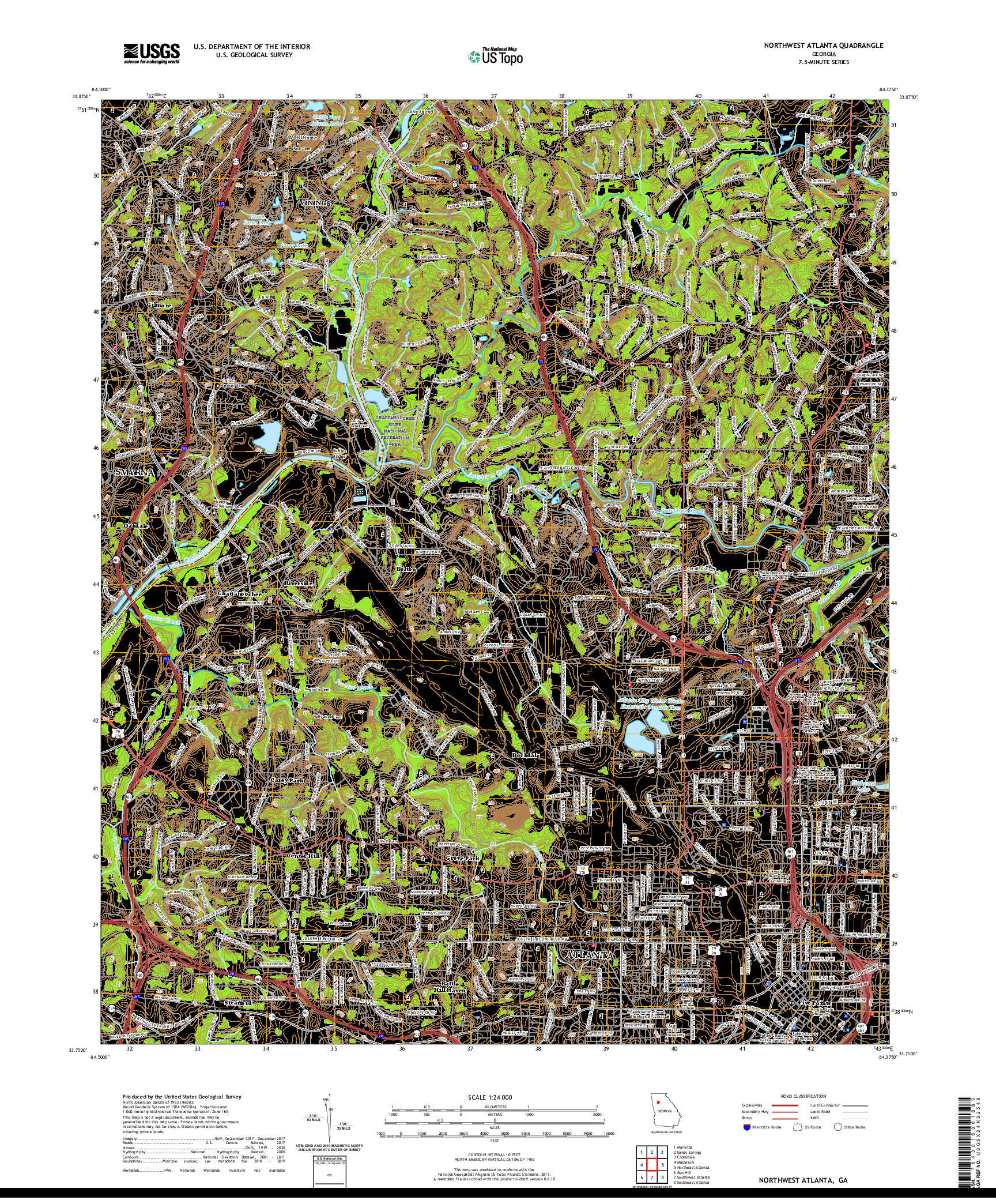 USGS US TOPO 7.5-MINUTE MAP FOR NORTHWEST ATLANTA, GA 2020