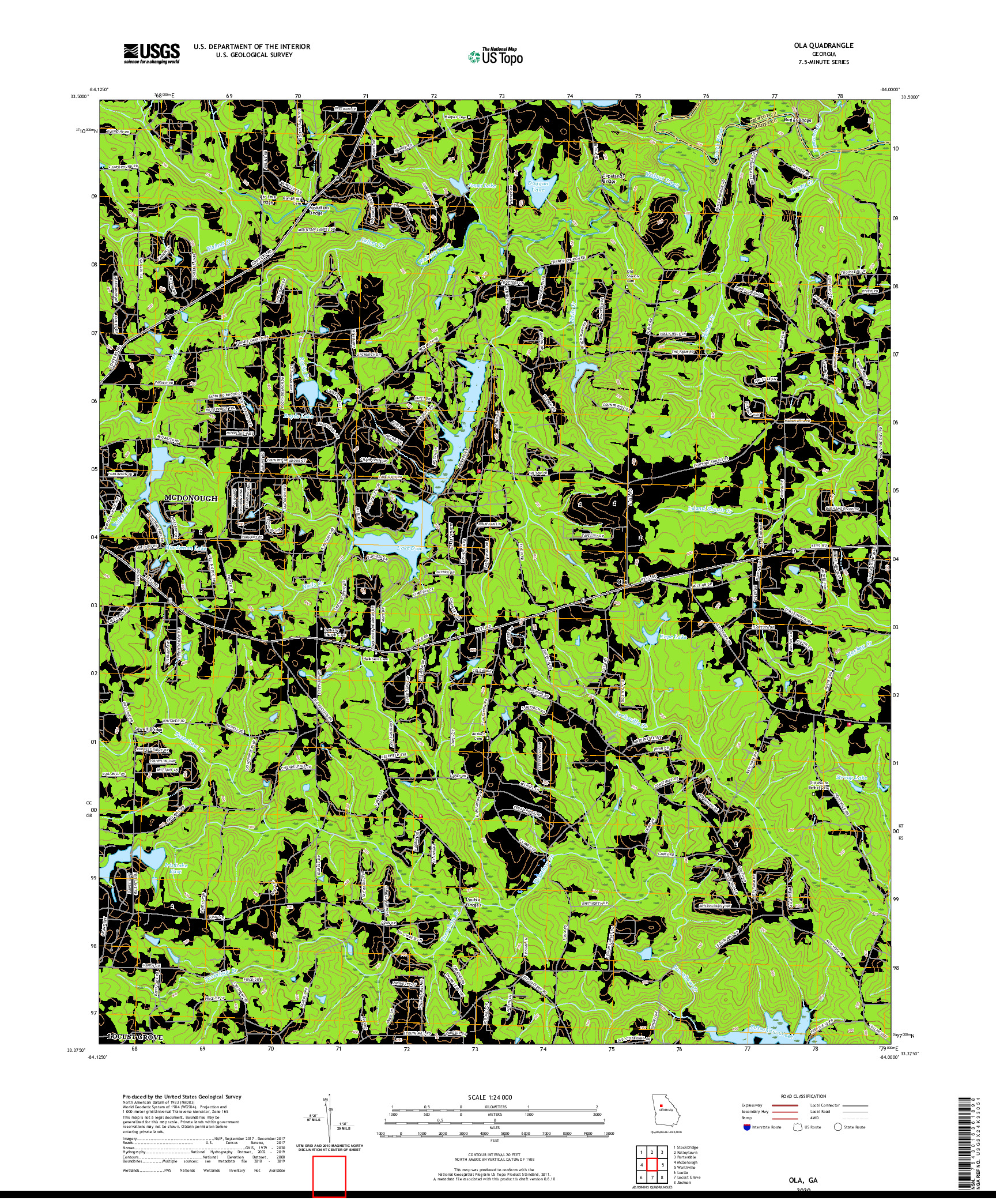 USGS US TOPO 7.5-MINUTE MAP FOR OLA, GA 2020