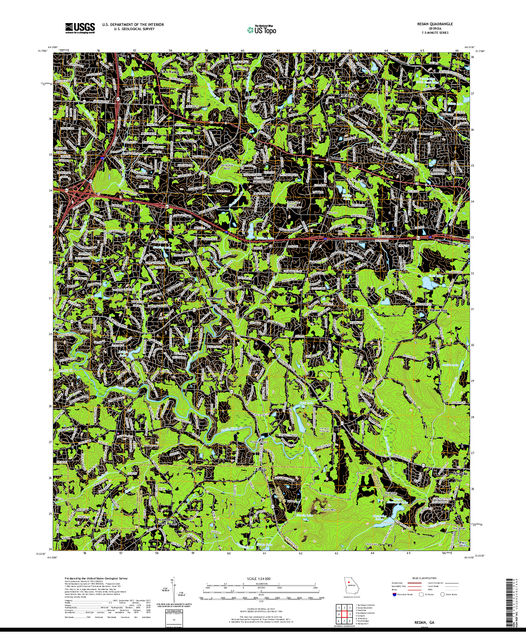 USGS US TOPO 7.5-MINUTE MAP FOR REDAN, GA 2020