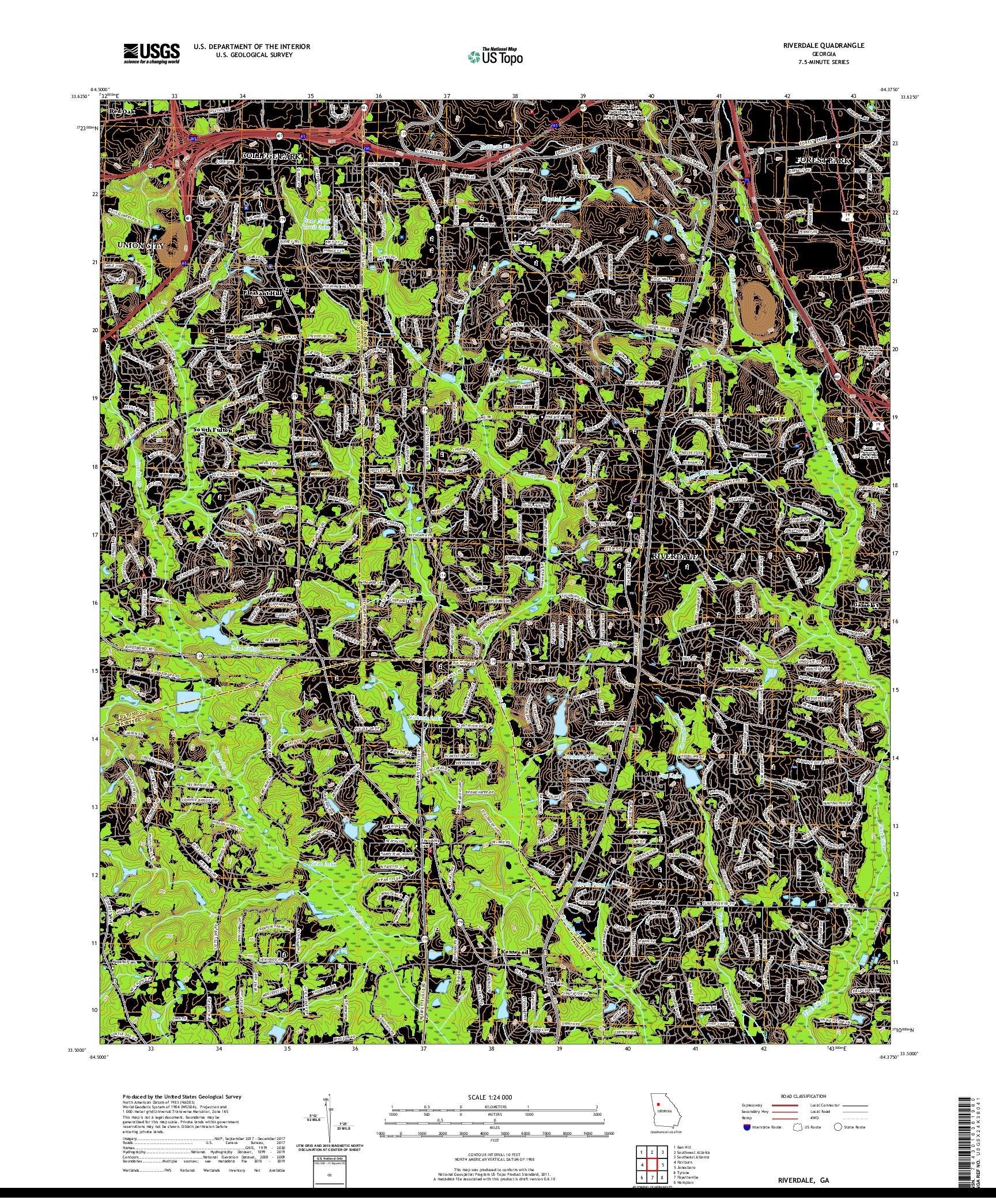 USGS US TOPO 7.5-MINUTE MAP FOR RIVERDALE, GA 2020