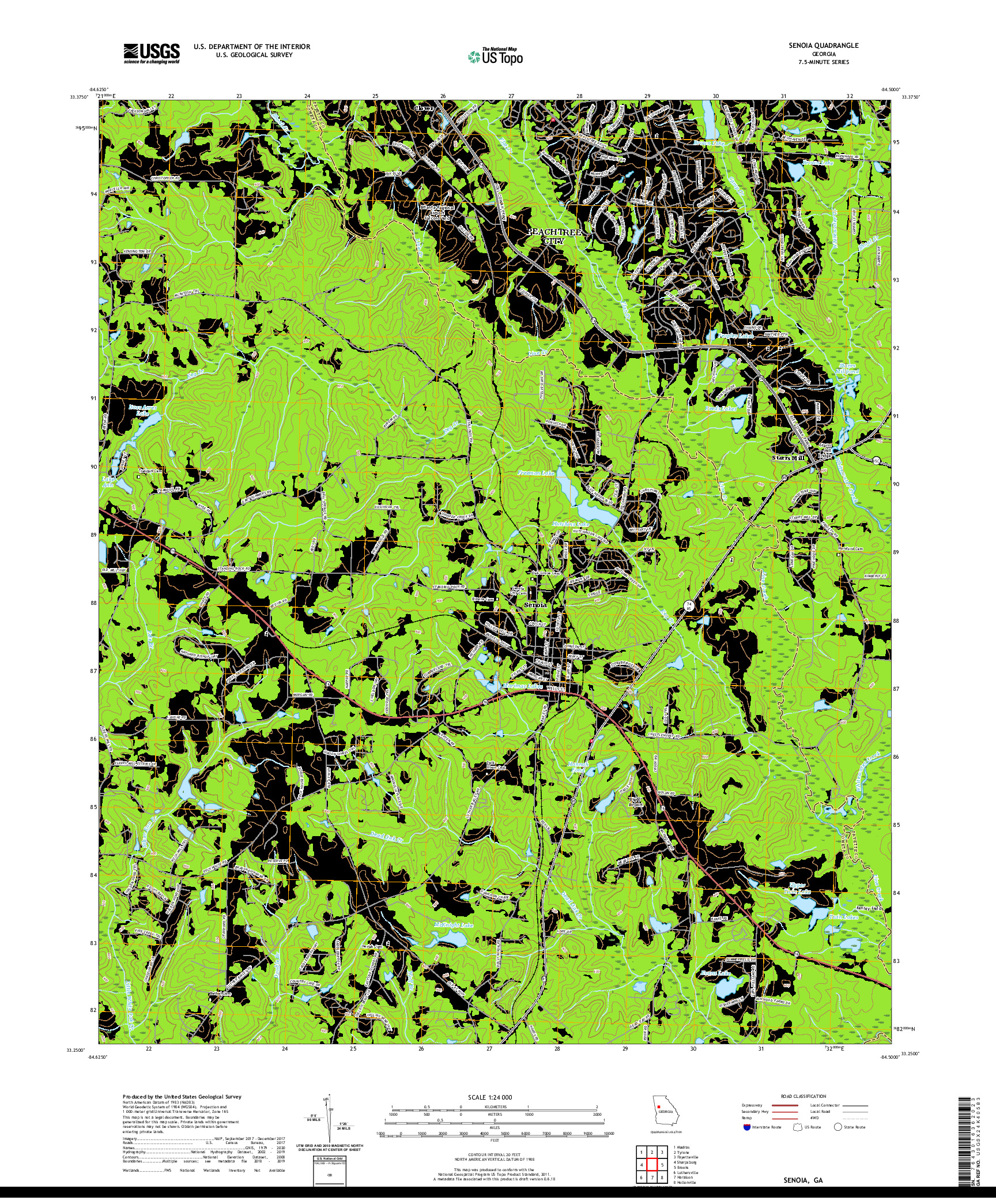 USGS US TOPO 7.5-MINUTE MAP FOR SENOIA, GA 2020