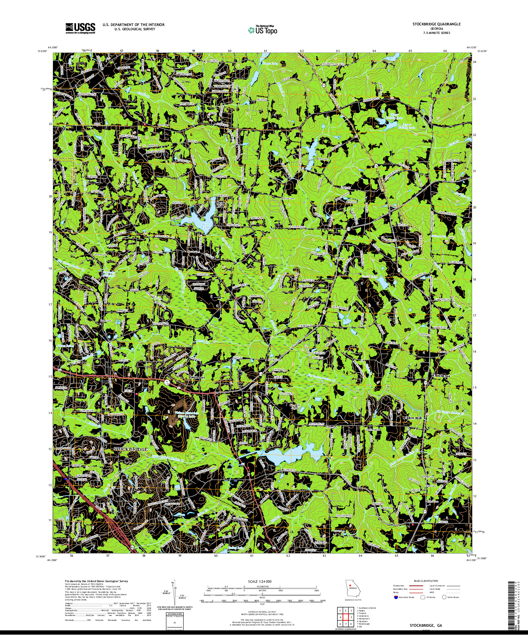 USGS US TOPO 7.5-MINUTE MAP FOR STOCKBRIDGE, GA 2020