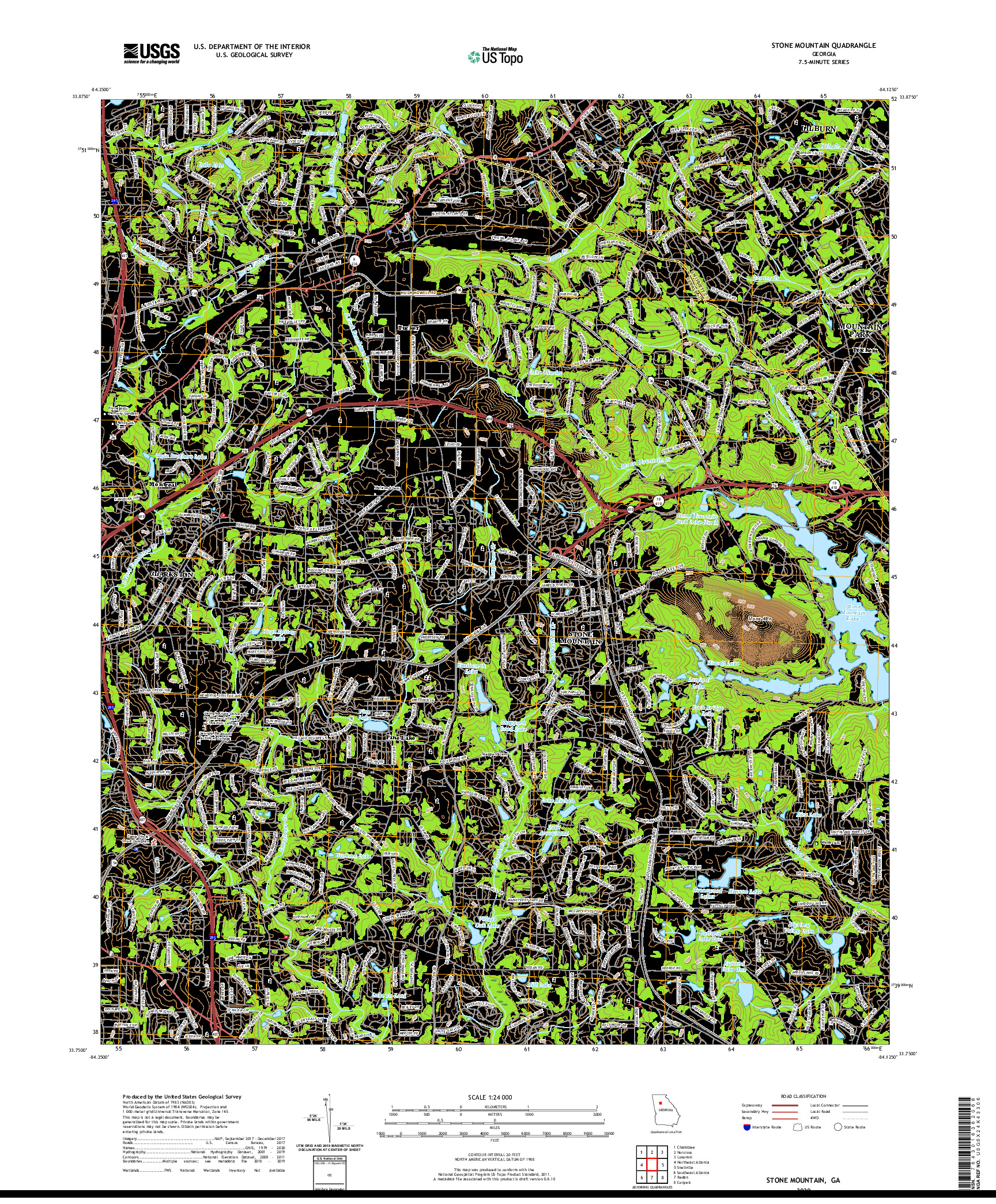 USGS US TOPO 7.5-MINUTE MAP FOR STONE MOUNTAIN, GA 2020