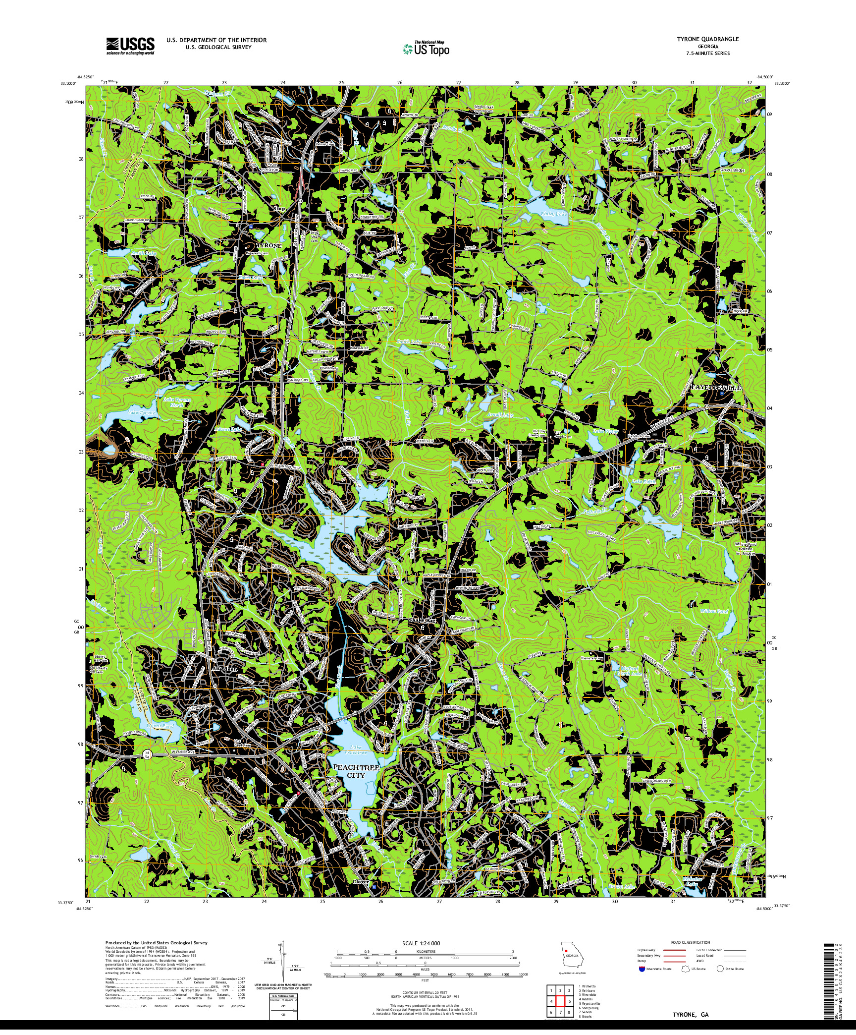 USGS US TOPO 7.5-MINUTE MAP FOR TYRONE, GA 2020