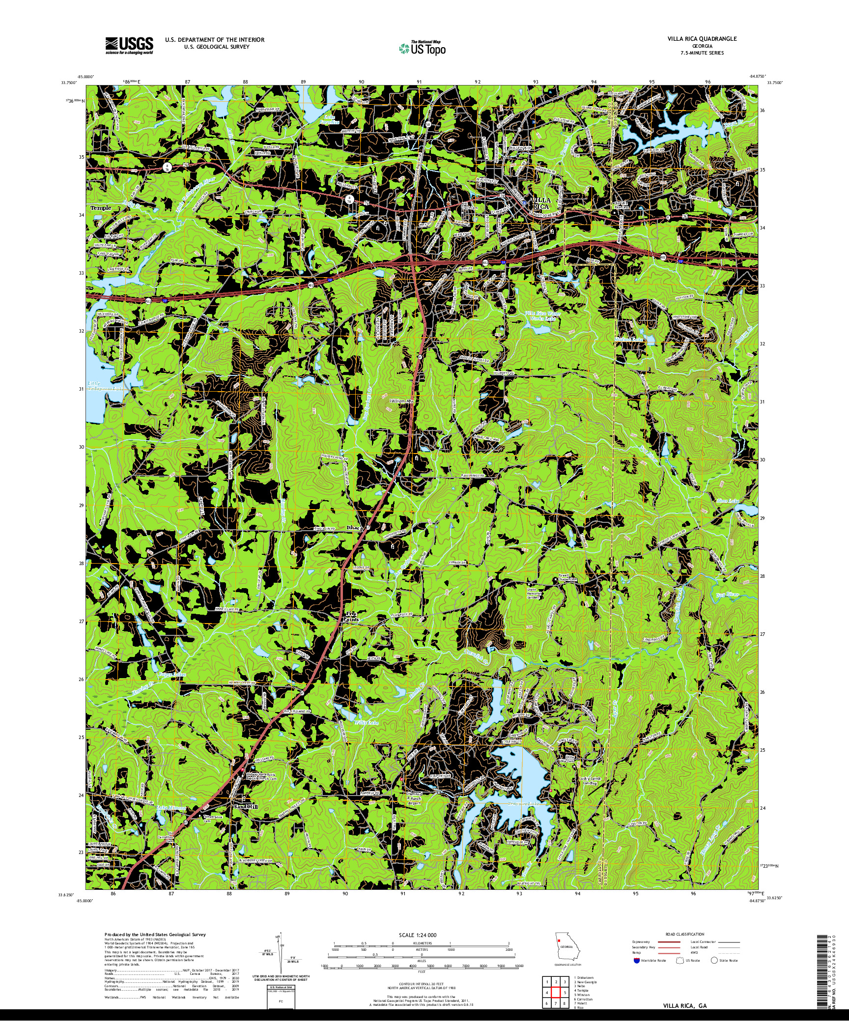 USGS US TOPO 7.5-MINUTE MAP FOR VILLA RICA, GA 2020