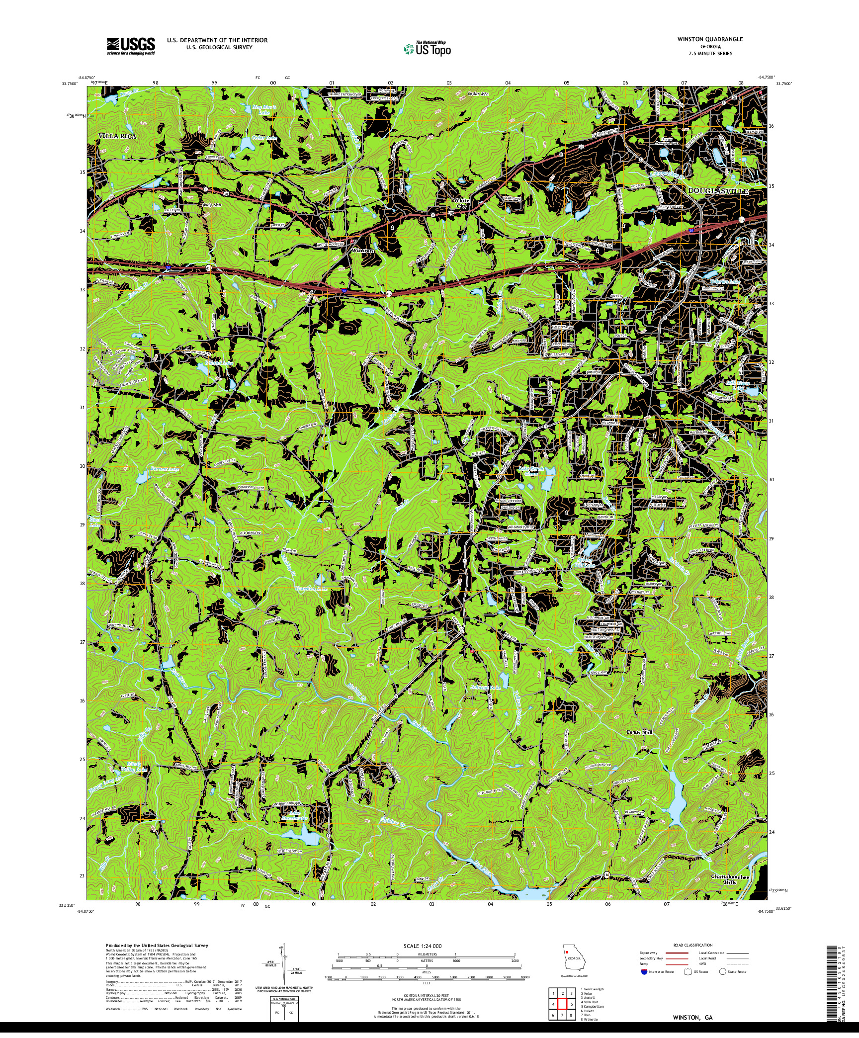 USGS US TOPO 7.5-MINUTE MAP FOR WINSTON, GA 2020